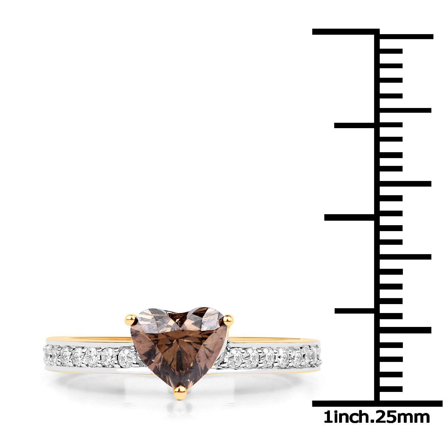 1.28 Carat Genuine Chocolate Brown Diamond and White Diamond 18K Yellow Gold Ring