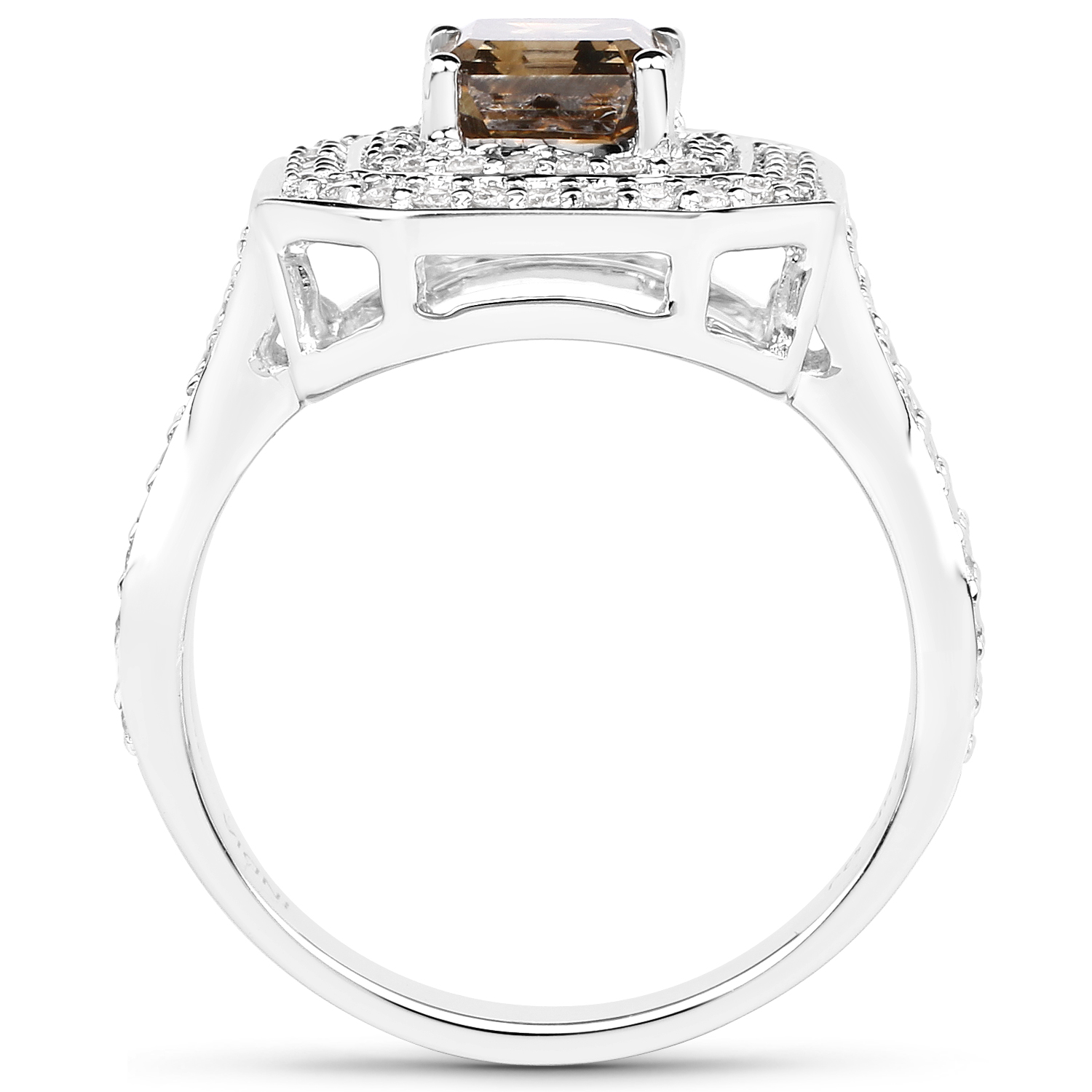 2.39 Carat Genuine Fancy Green Diamond and White Diamond 18K White Gold Ring