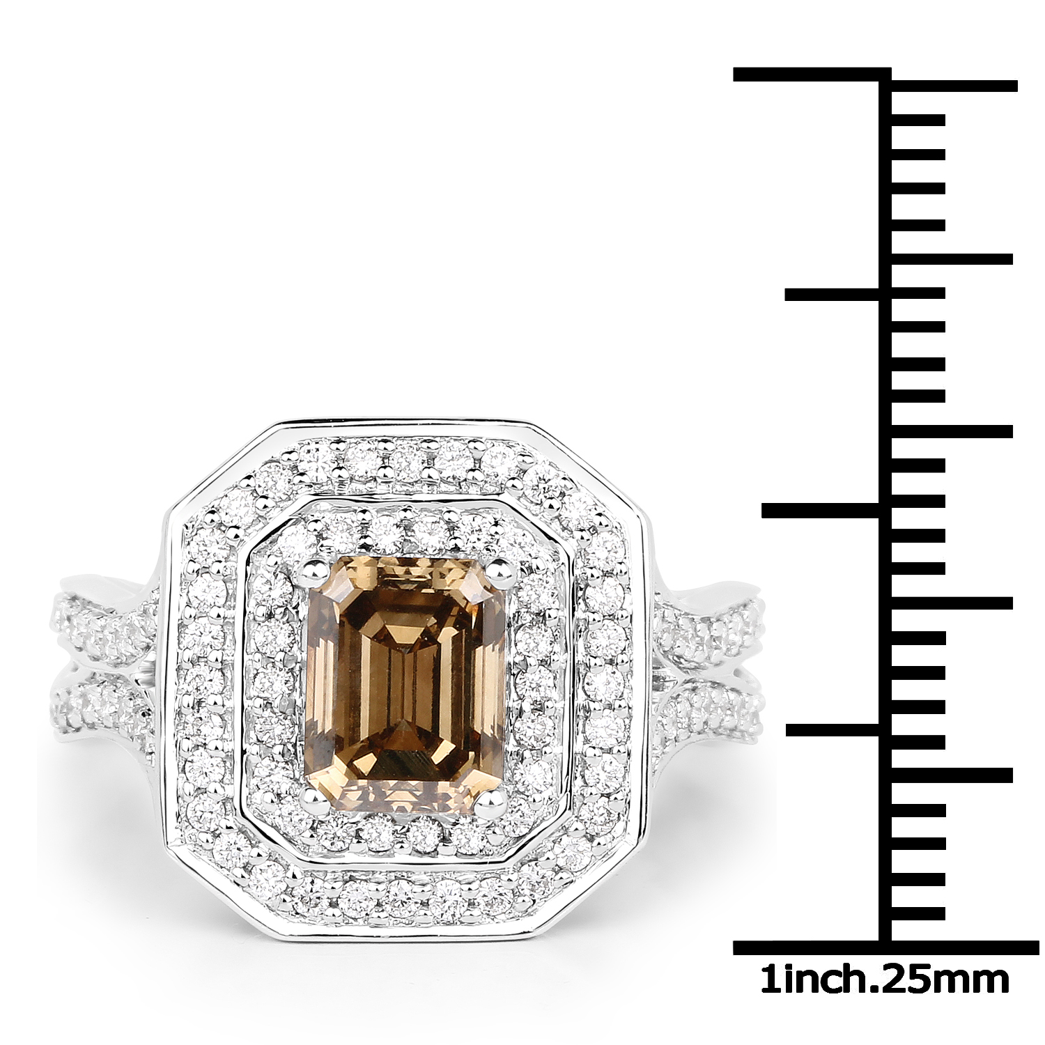 2.39 Carat Genuine Fancy Green Diamond and White Diamond 18K White Gold Ring