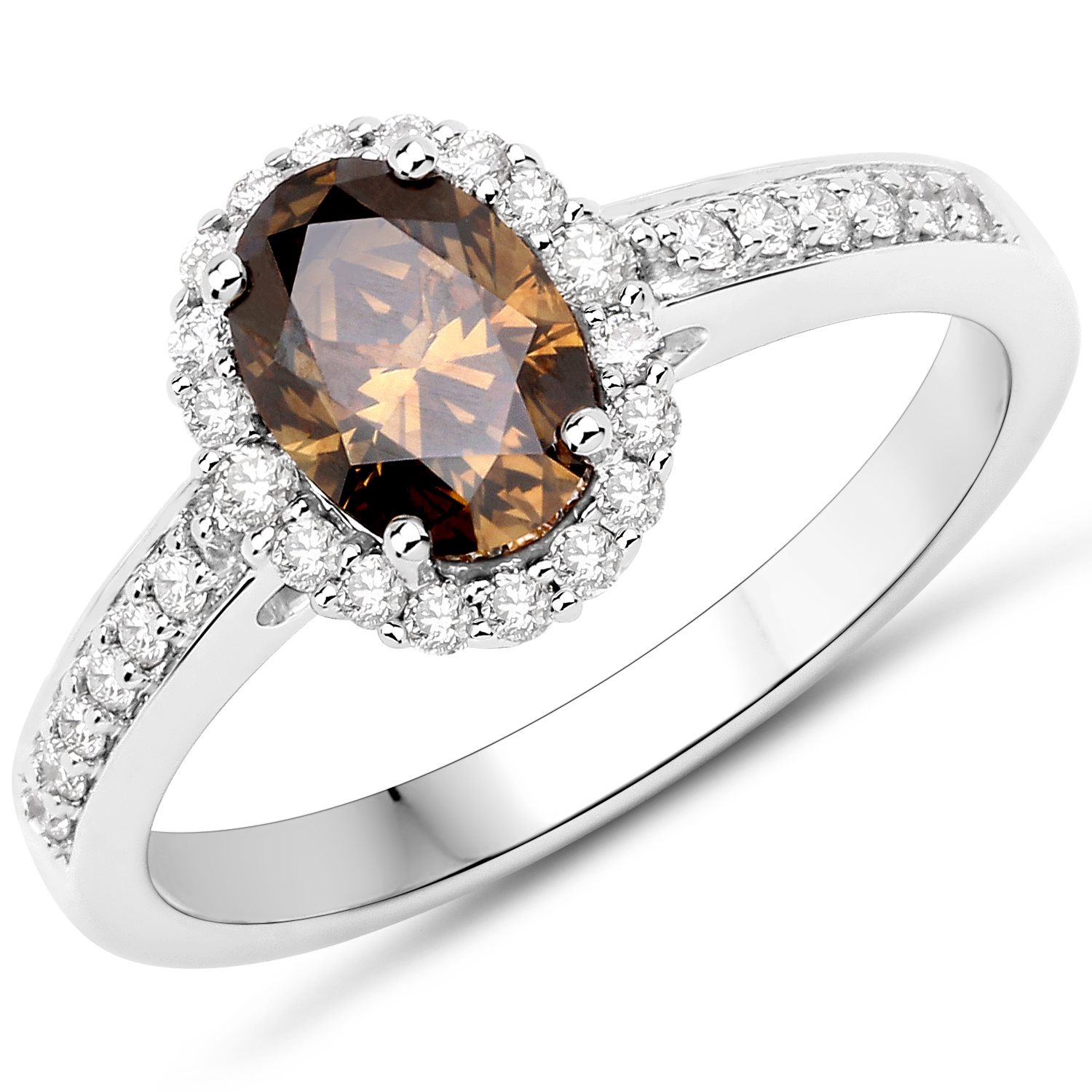 1.39 Carat Genuine Fancy Green Diamond and White Diamond 18K White Gold Ring