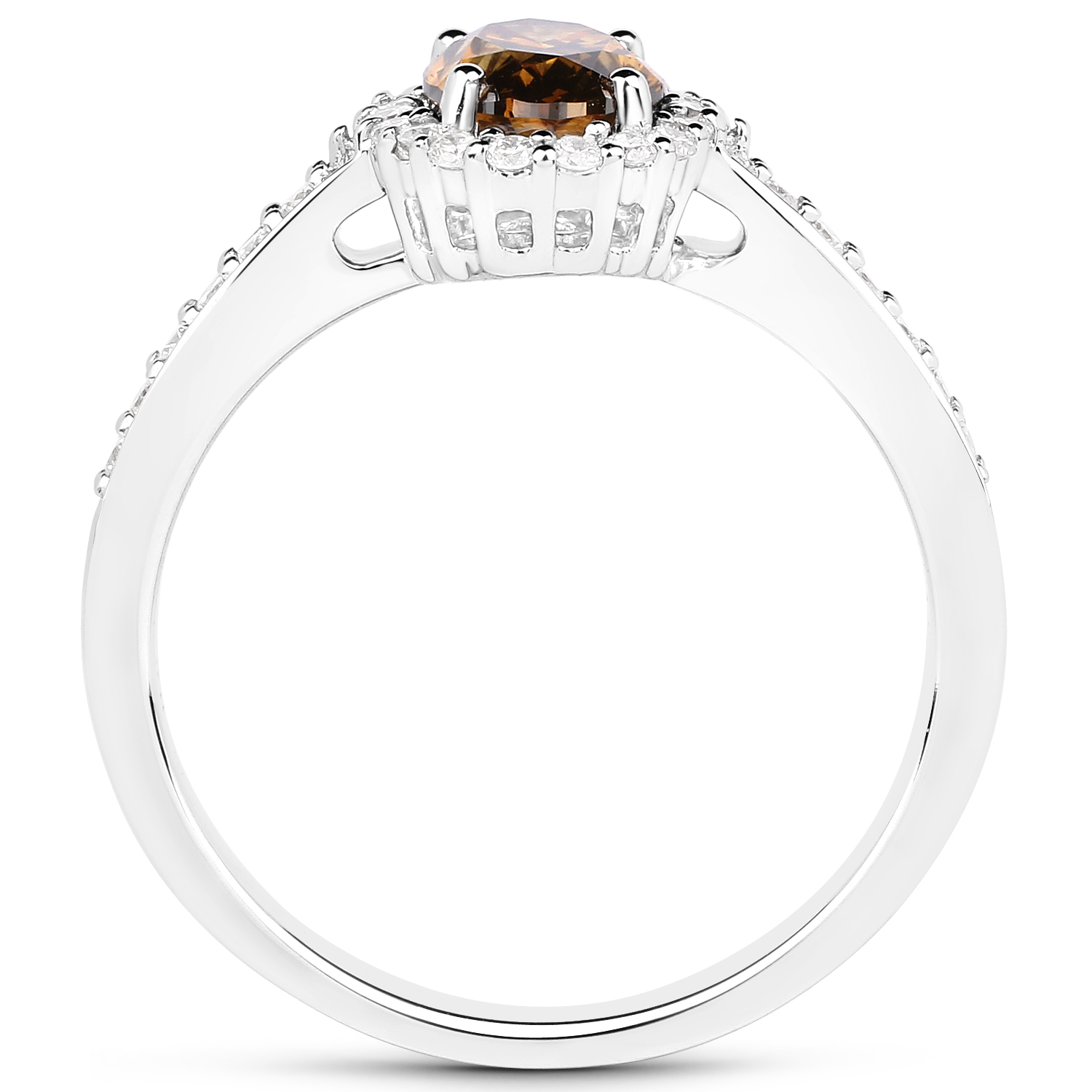 1.39 Carat Genuine Fancy Green Diamond and White Diamond 18K White Gold Ring