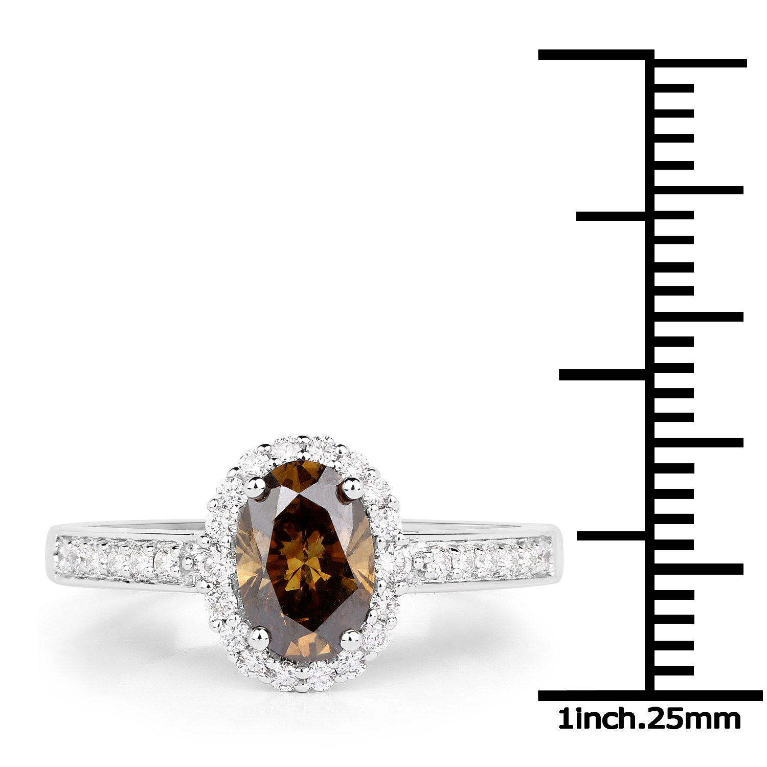 1.39 Carat Genuine Fancy Green Diamond and White Diamond 18K White Gold Ring