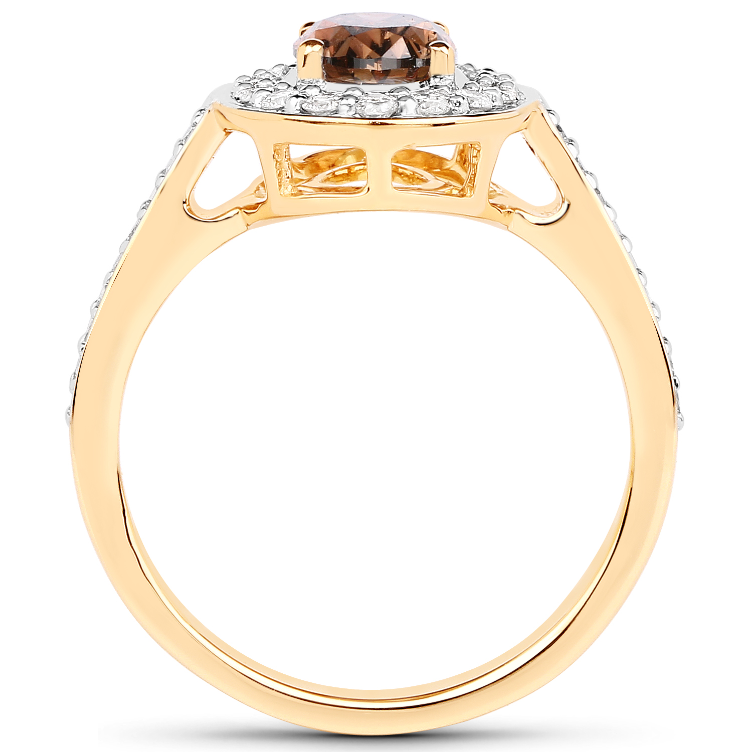 1.36 Carat Genuine TTLB Diamond and White Diamond 18K Yellow Gold Ring