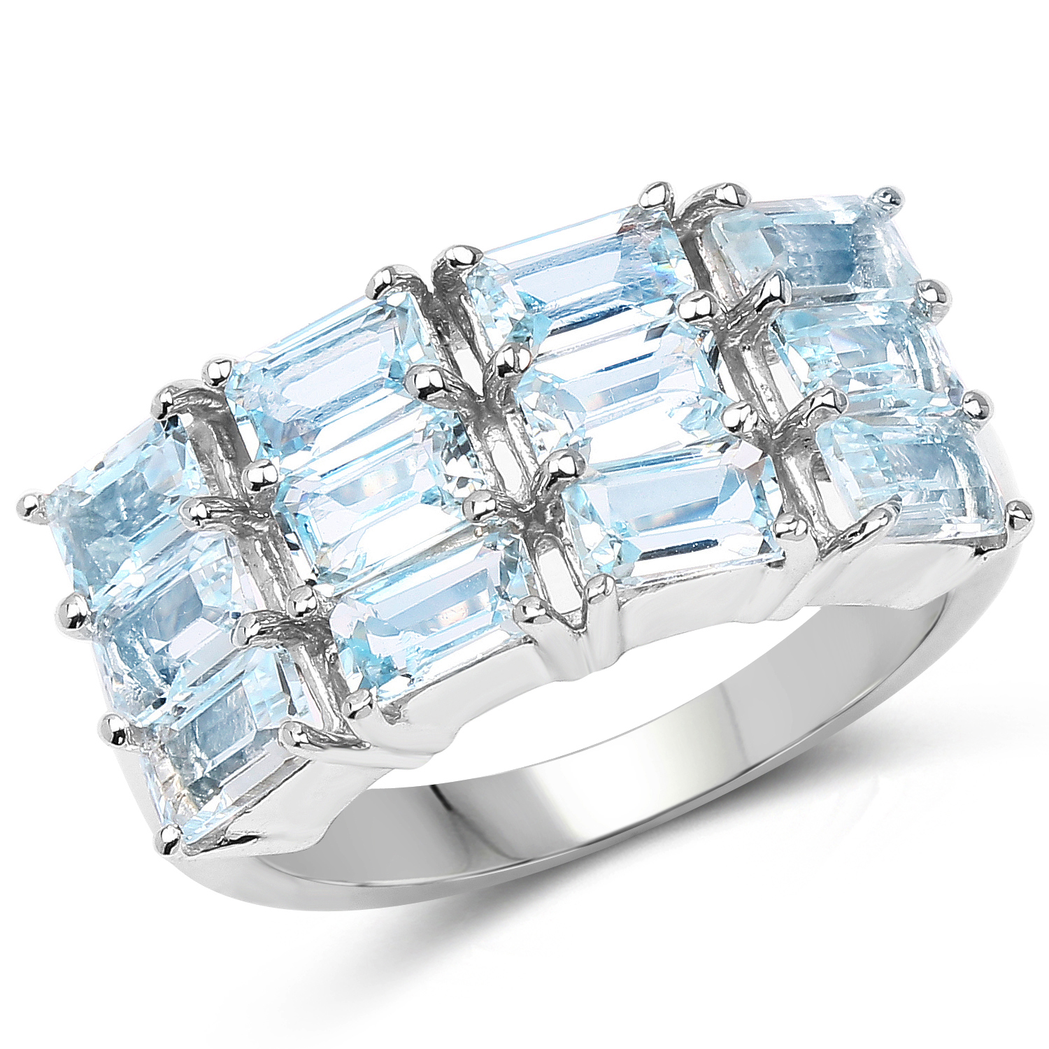 3.84 Carat Genuine Blue Topaz .925 Sterling Silver Ring