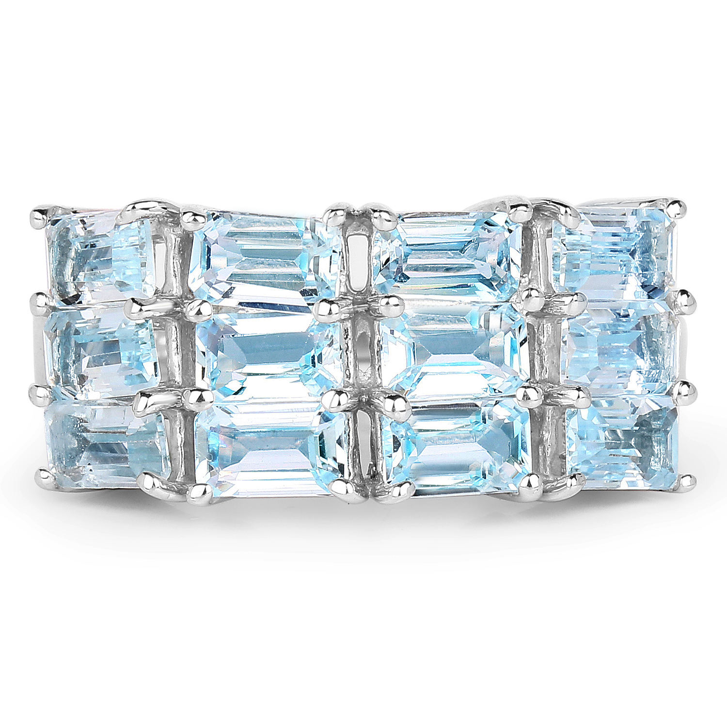 3.84 Carat Genuine Blue Topaz .925 Sterling Silver Ring