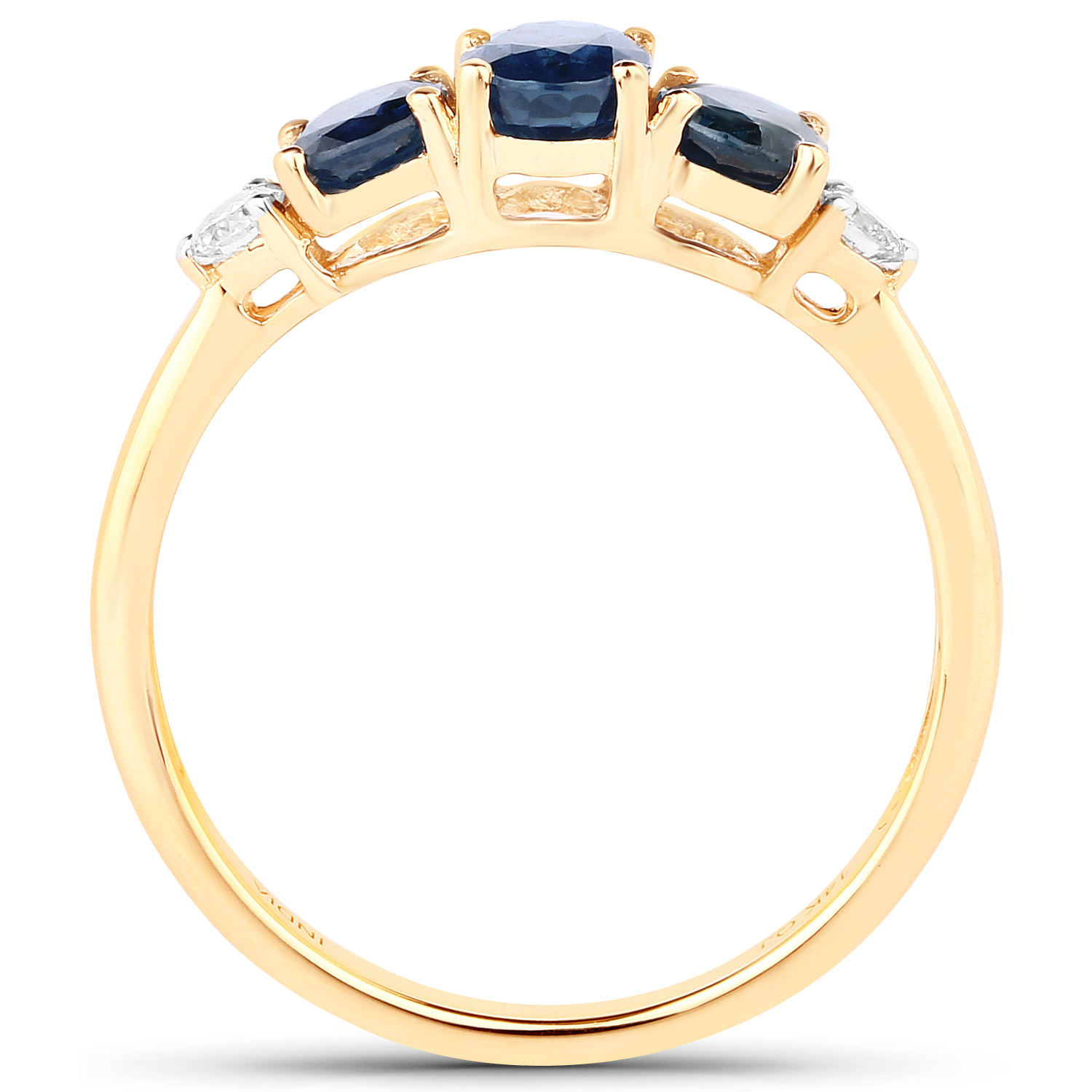 1.26 Carat Genuine Blue Sapphire and White Diamond 14K Yellow Gold Ring