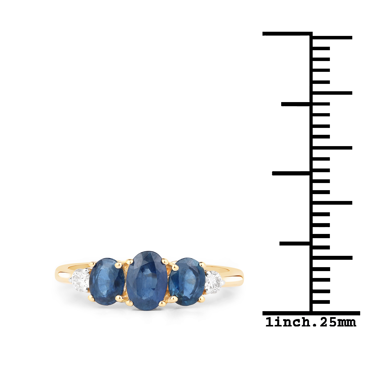 1.26 Carat Genuine Blue Sapphire and White Diamond 14K Yellow Gold Ring