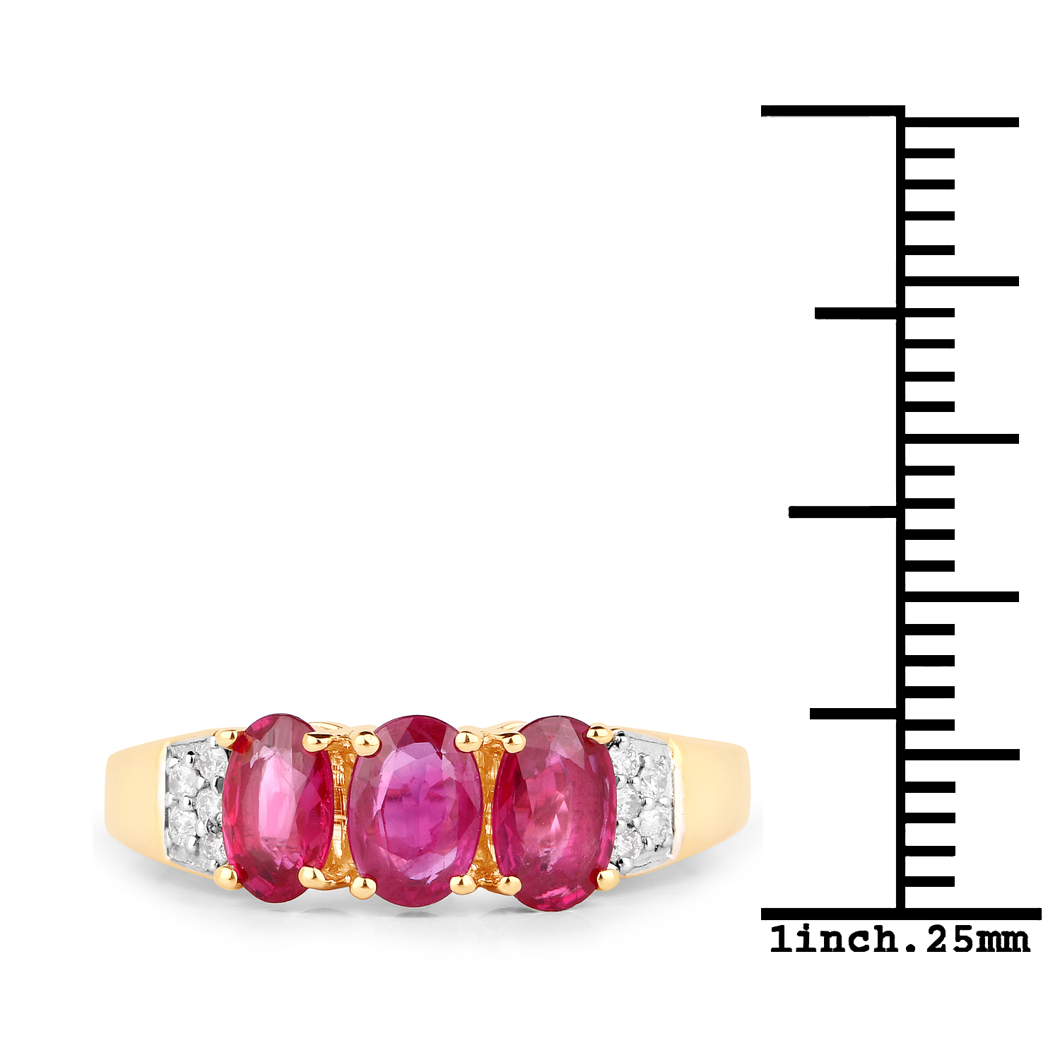 1.66 Carat Genuine Ruby and White Diamond 14K Yellow Gold Ring
