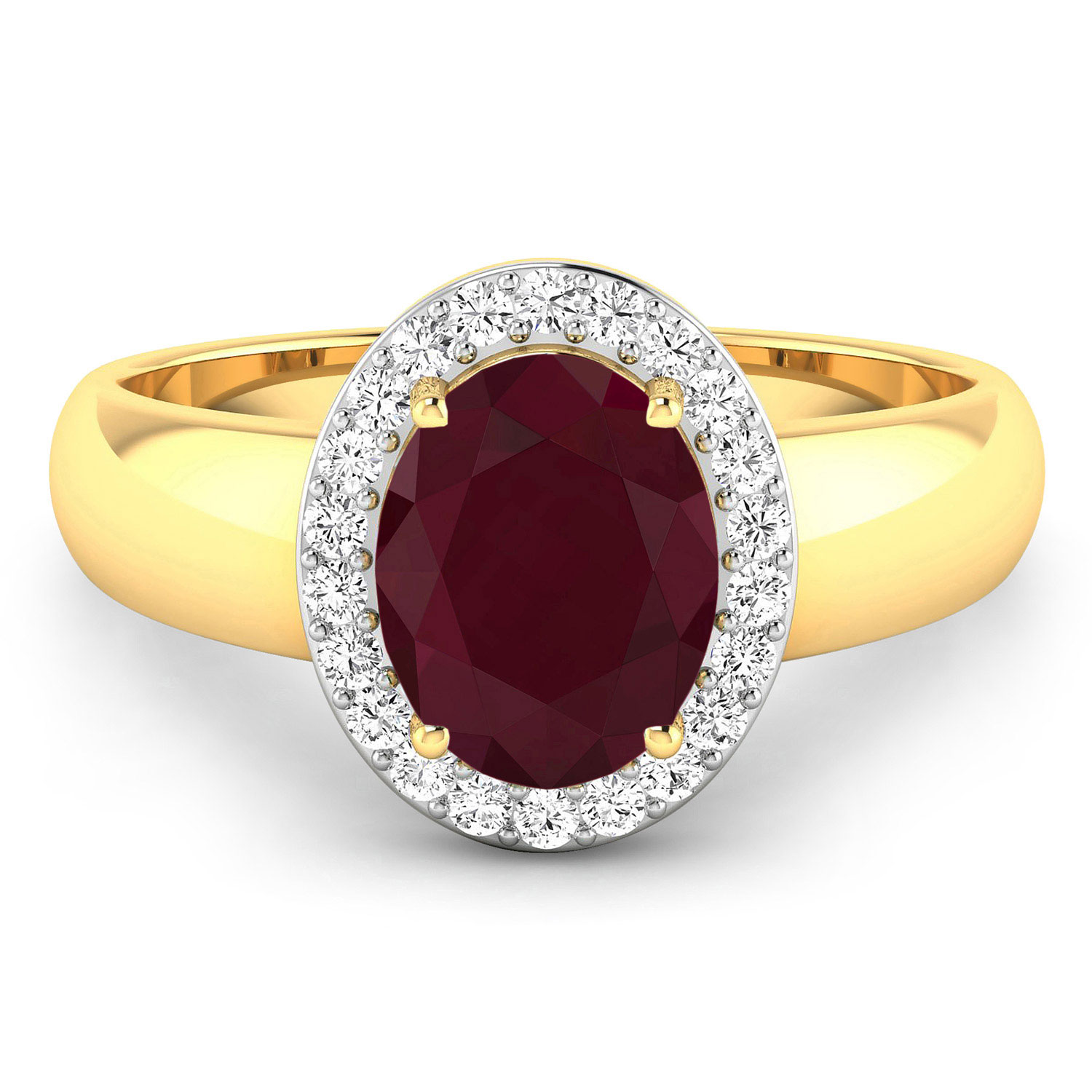 2.52 Carat Genuine Ruby and White Diamond 14K Yellow Gold Ring