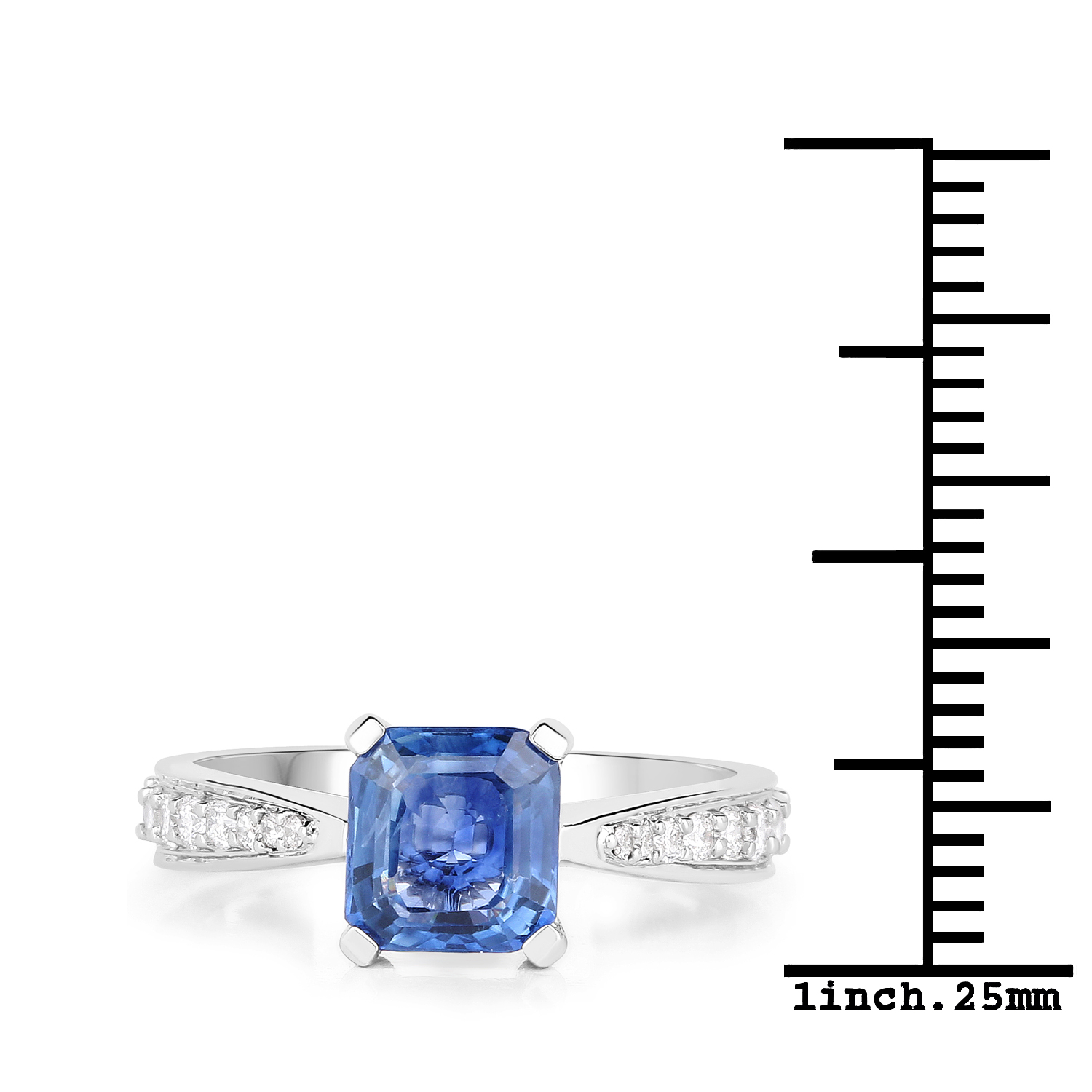 2.19 Carat Genuine Cylone Sapphire and White Diamond 14K White Gold Ring