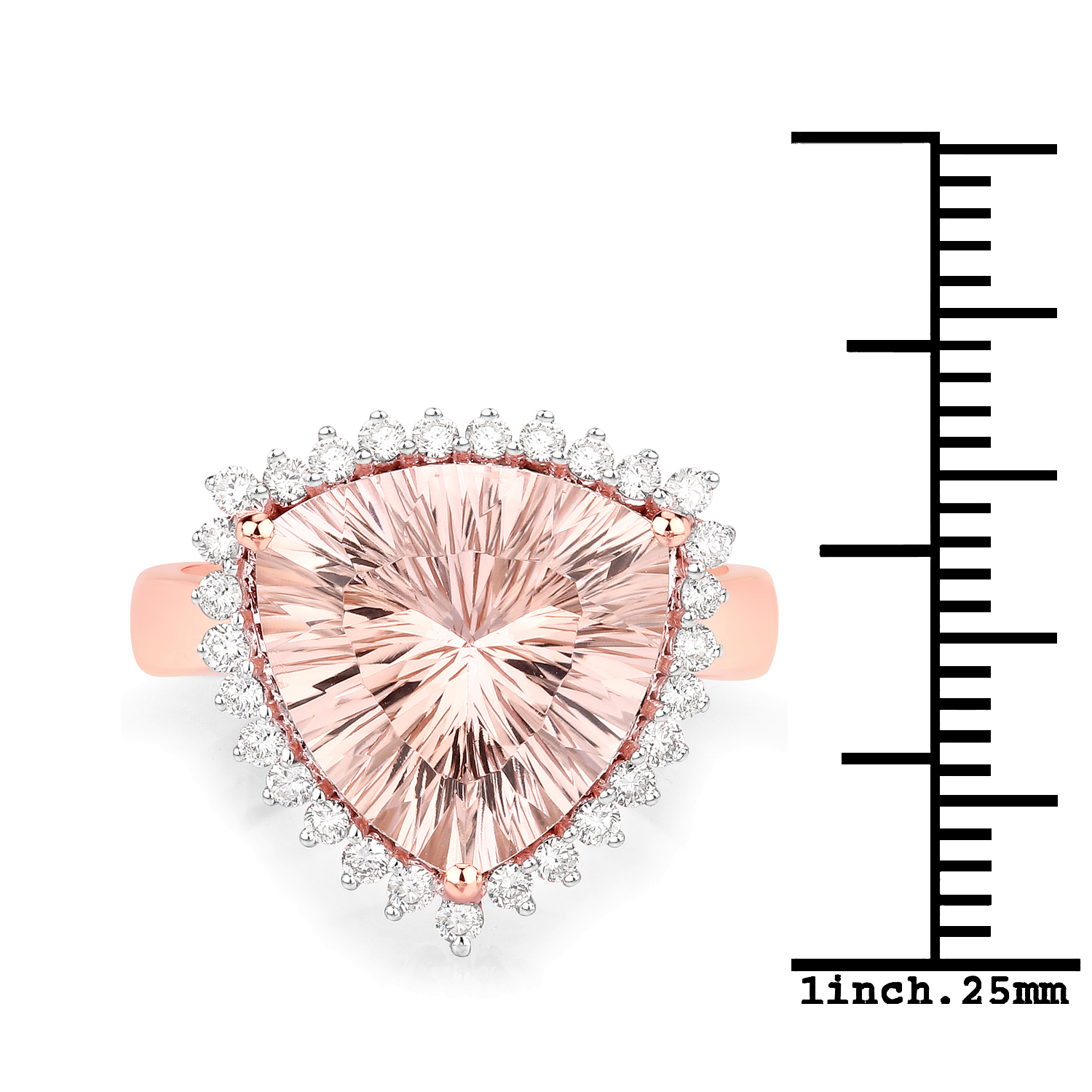 6.13 Carat Genuine Morganite and White Diamond 14K Rose Gold Ring
