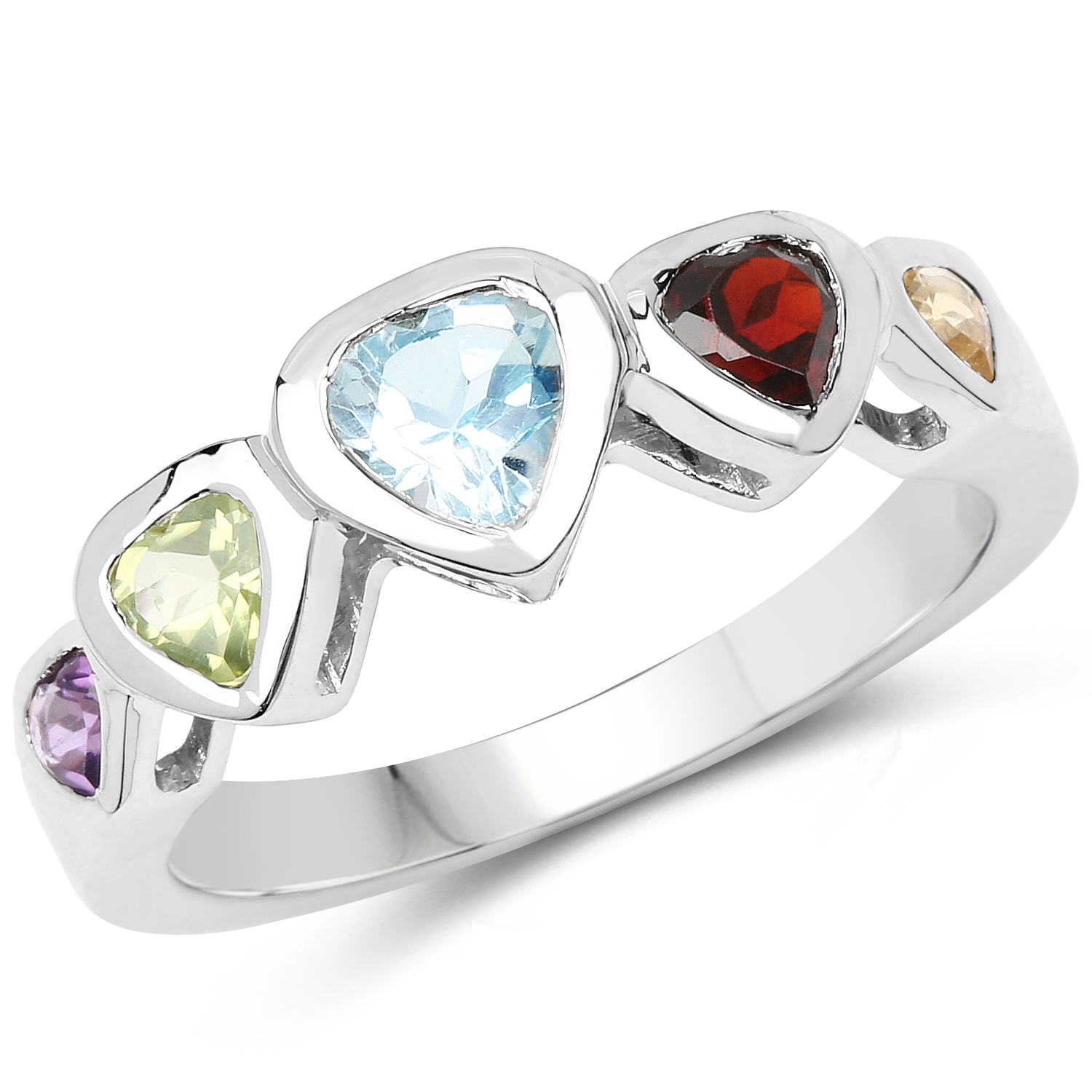 1.40 Carat Genuine Multi Stone .925 Sterling Silver Ring