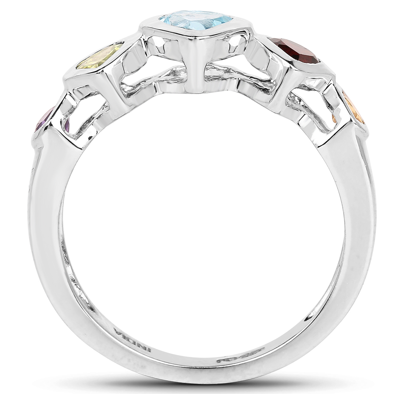 1.40 Carat Genuine Multi Stone .925 Sterling Silver Ring