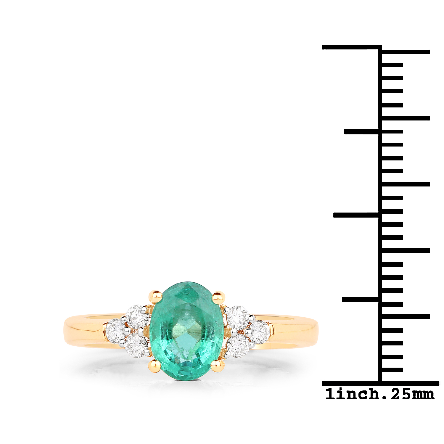 1.43 Carat Genuine Zambian Emerald and White Diamond 14K Yellow Gold Ring