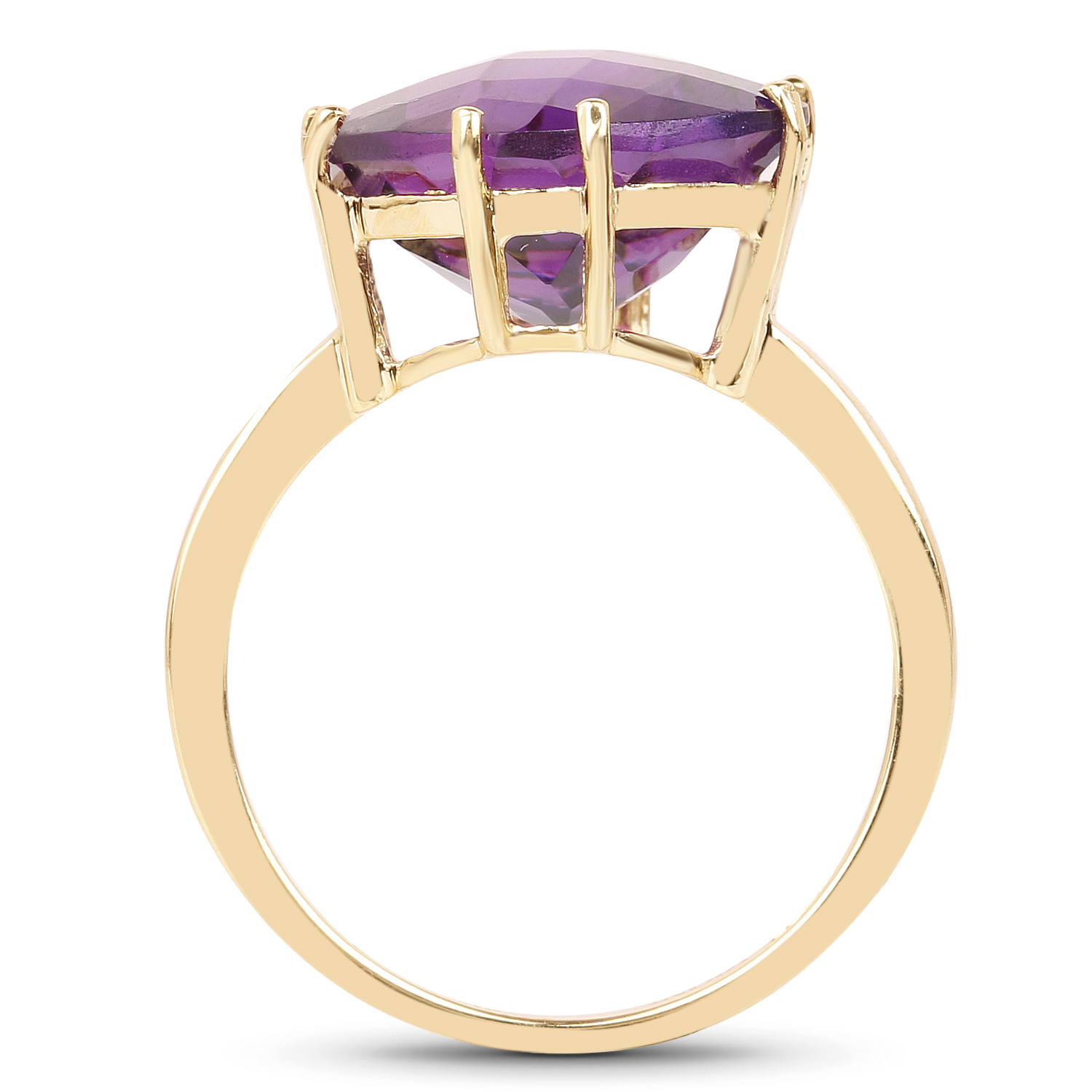14K Yellow Gold Plated 5.30 Carat Genuine Amethyst .925 Sterling Silver Ring