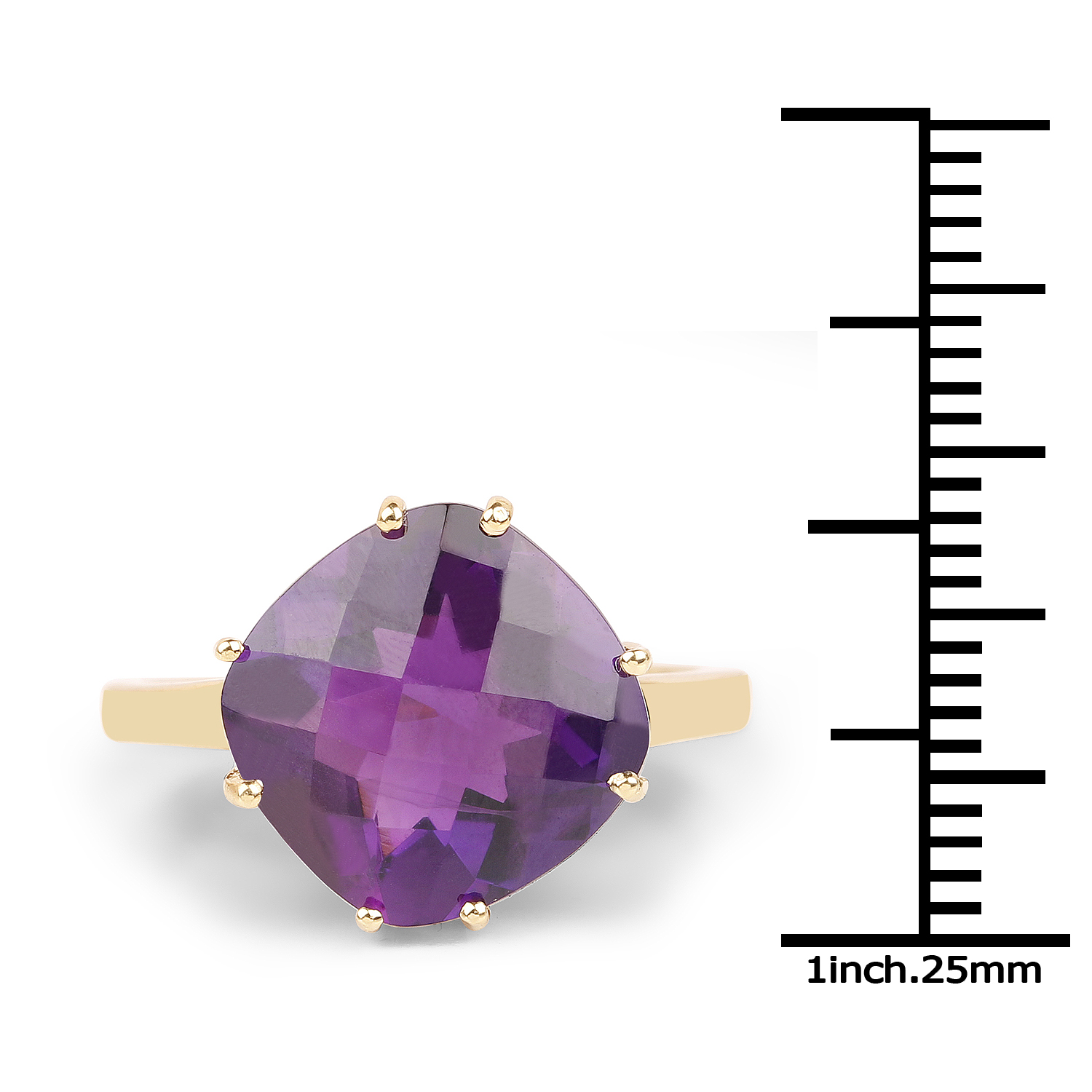 14K Yellow Gold Plated 5.30 Carat Genuine Amethyst .925 Sterling Silver Ring