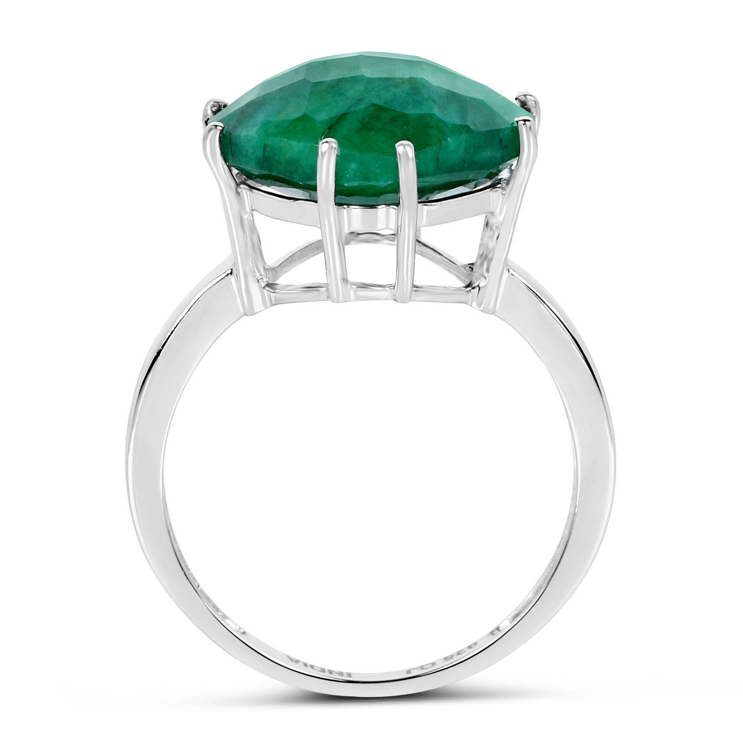 6.00 Carat Dyed Emerald .925 Sterling Silver Ring