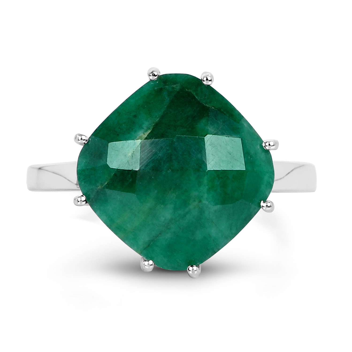 6.00 Carat Dyed Emerald .925 Sterling Silver Ring