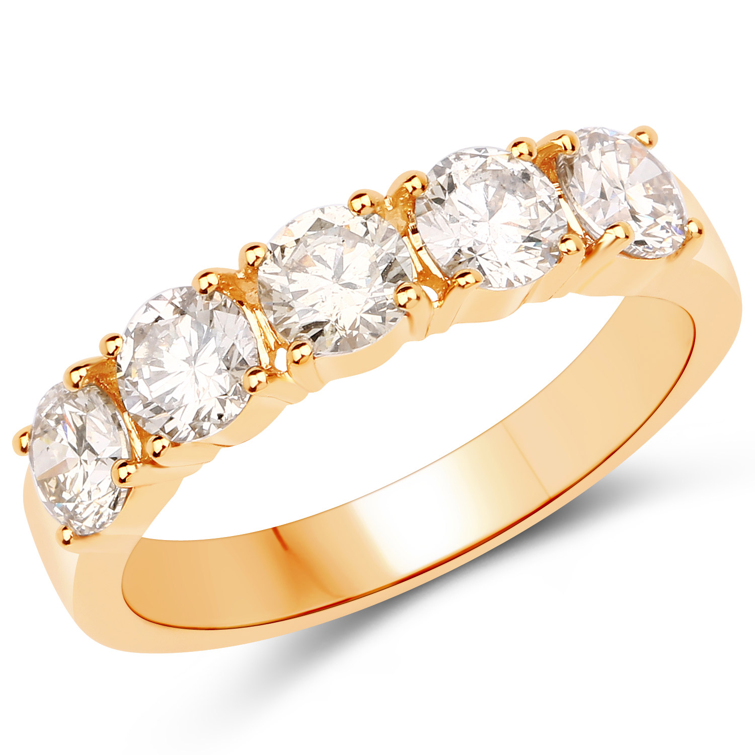 1.50 Carat Genuine TTLB Diamond 14K Yellow Gold Ring