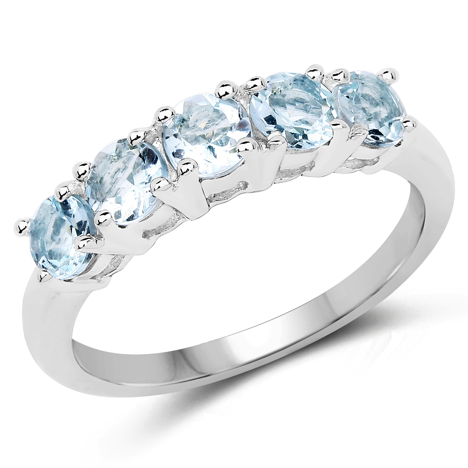 1.10 Carat Genuine Aquamarine .925 Sterling Silver Ring