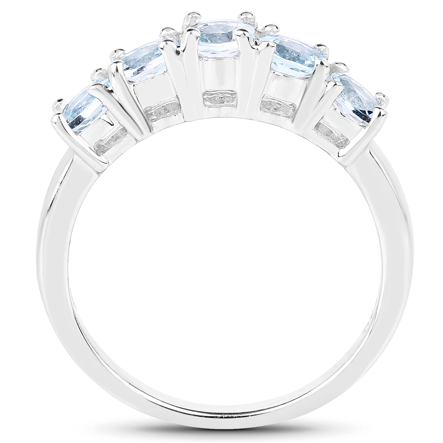 1.10 Carat Genuine Aquamarine .925 Sterling Silver Ring