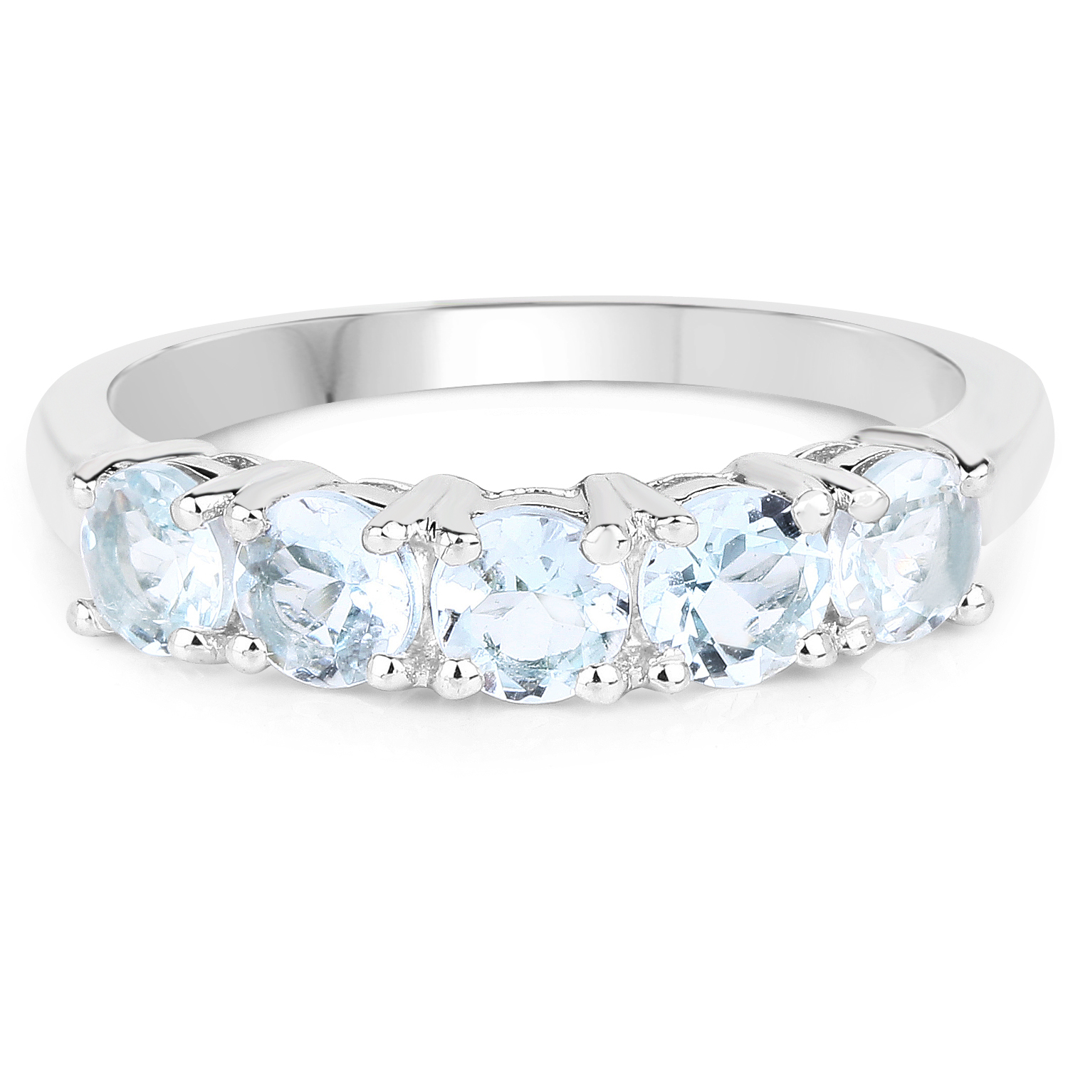 1.10 Carat Genuine Aquamarine .925 Sterling Silver Ring