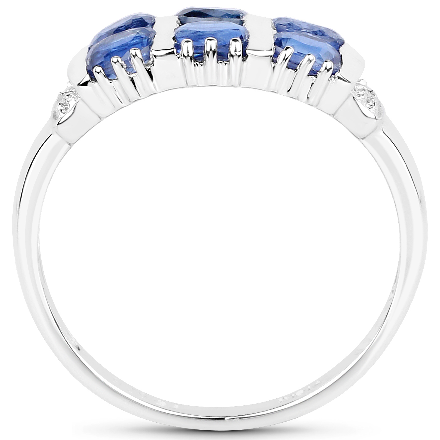 1.51 Carat Genuine Kyanite and White Diamond .925 Sterling Silver Ring