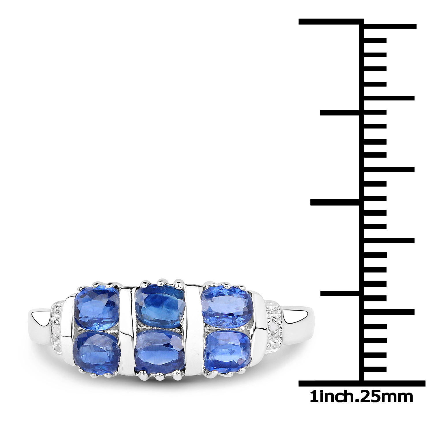 1.51 Carat Genuine Kyanite and White Diamond .925 Sterling Silver Ring