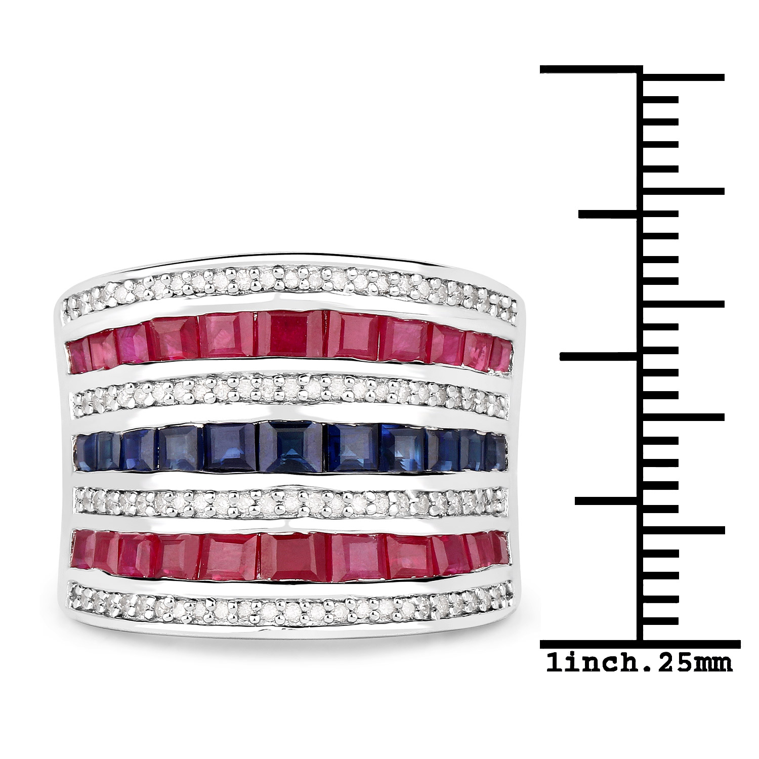 3.36 Carat Genuine Multi Stones .925 Sterling Silver Ring