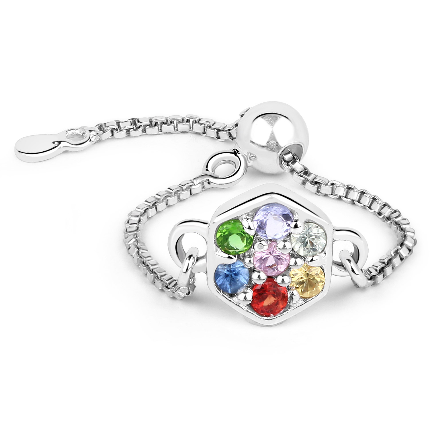 0.28 Carat Genuine Multi Sapphire .925 Sterling Silver Ring