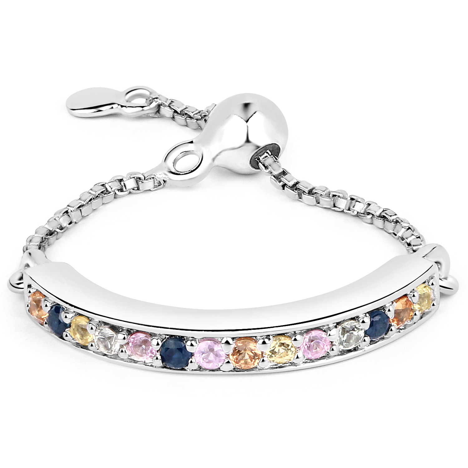 0.42 Carat Genuine Multi Sapphire .925 Sterling Silver Ring