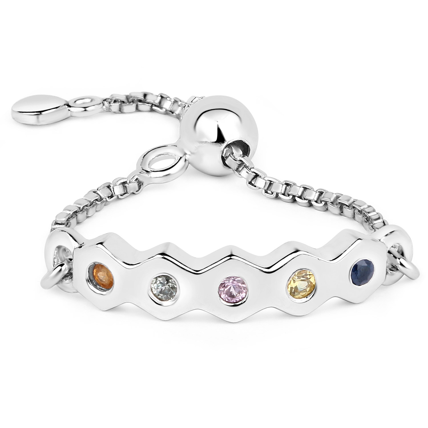 0.16 Carat Genuine Multi Sapphire .925 Sterling Silver Ring