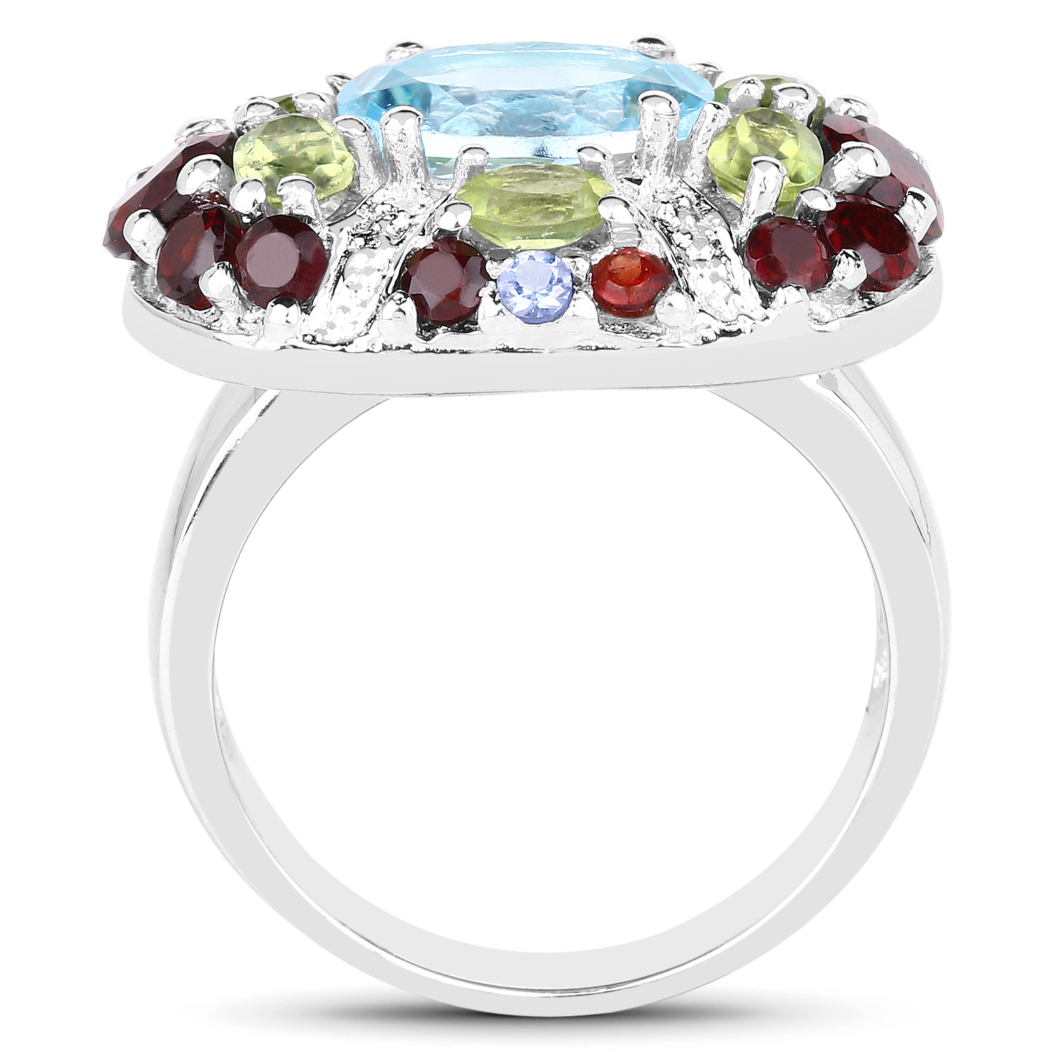 5.43 Carat Genuine Multi Stone .925 Sterling Silver Ring