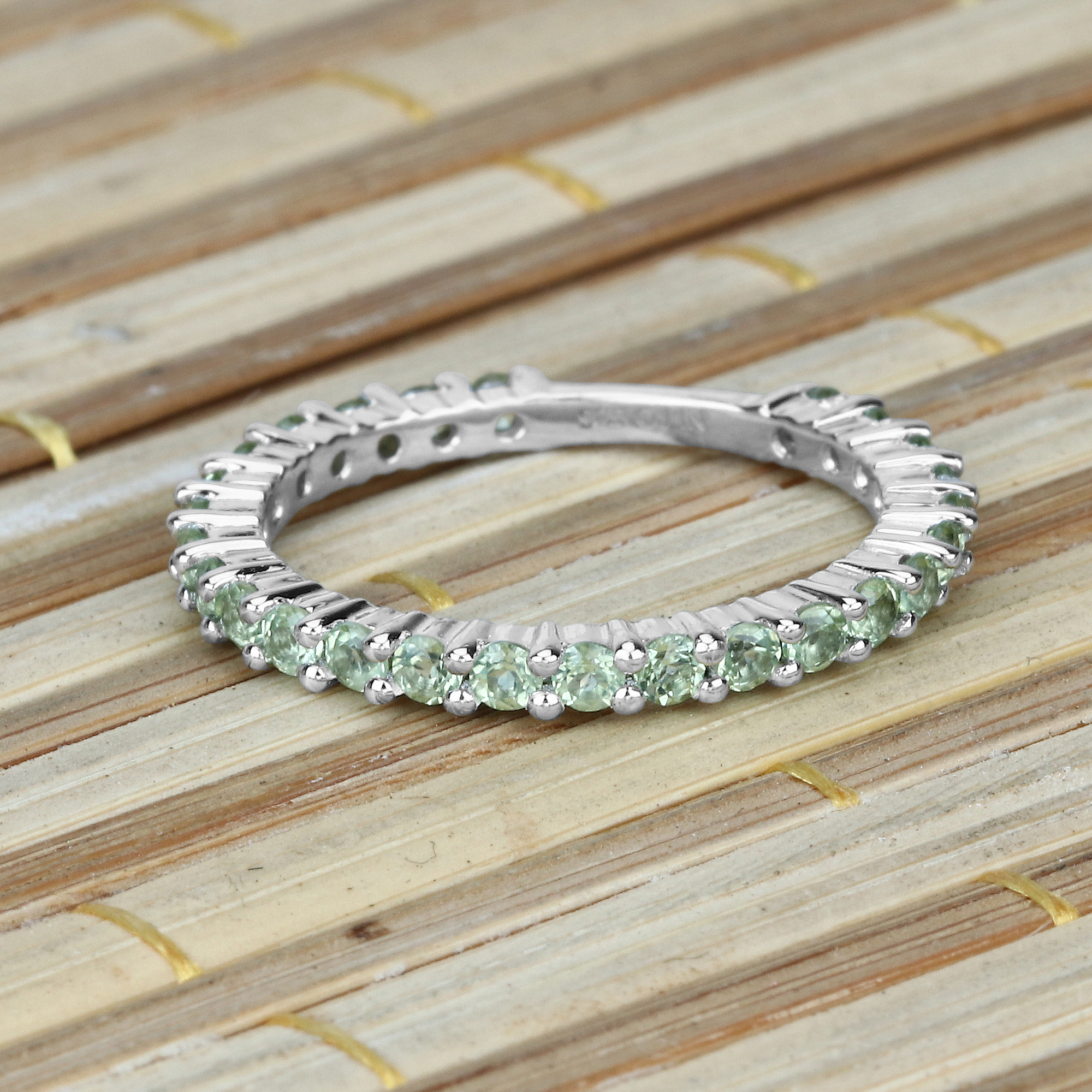 0.91 Carat Genuine Peridot .925 Sterling Silver Ring