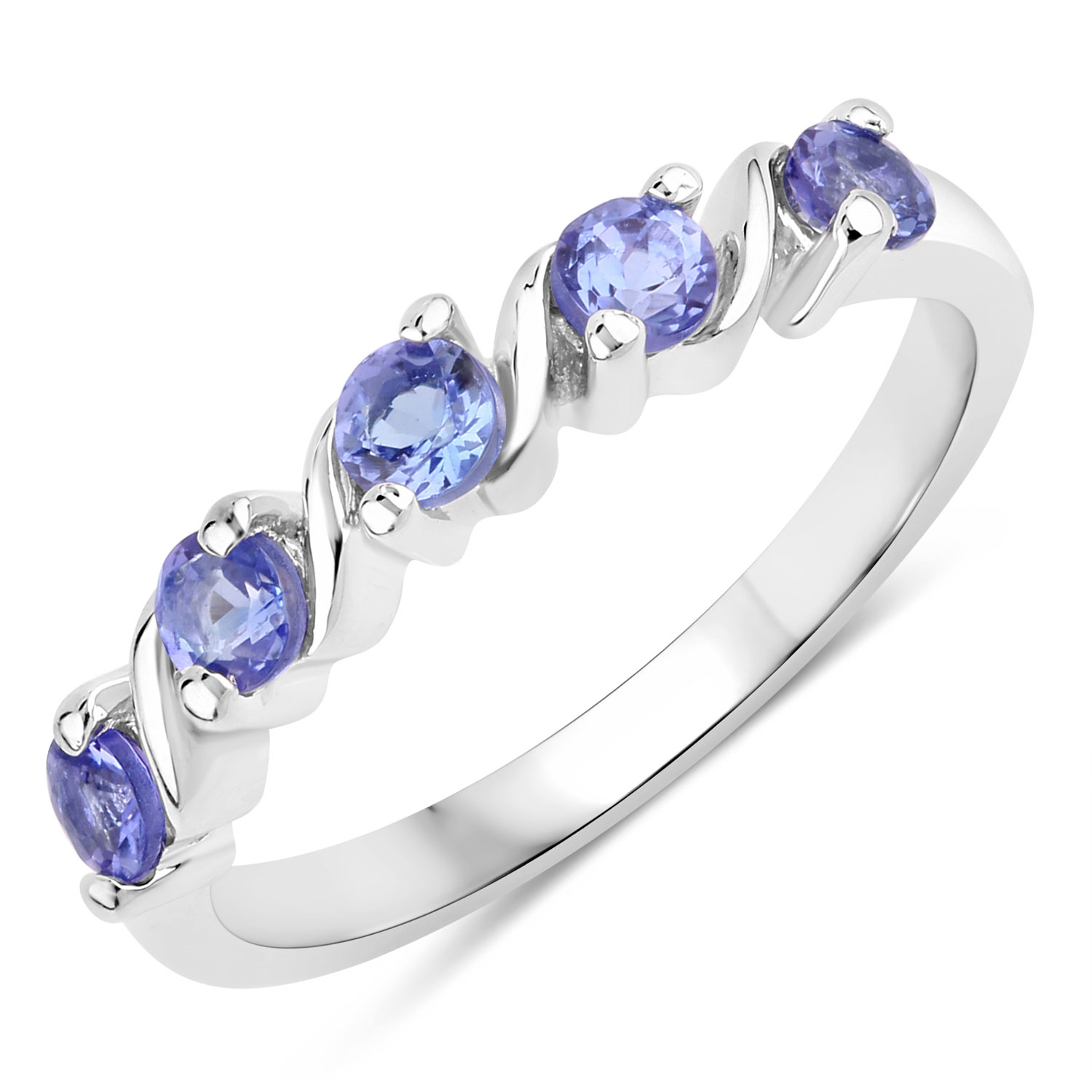 0.50 Carat Genuine Tanzanite .925 Sterling Silver Ring