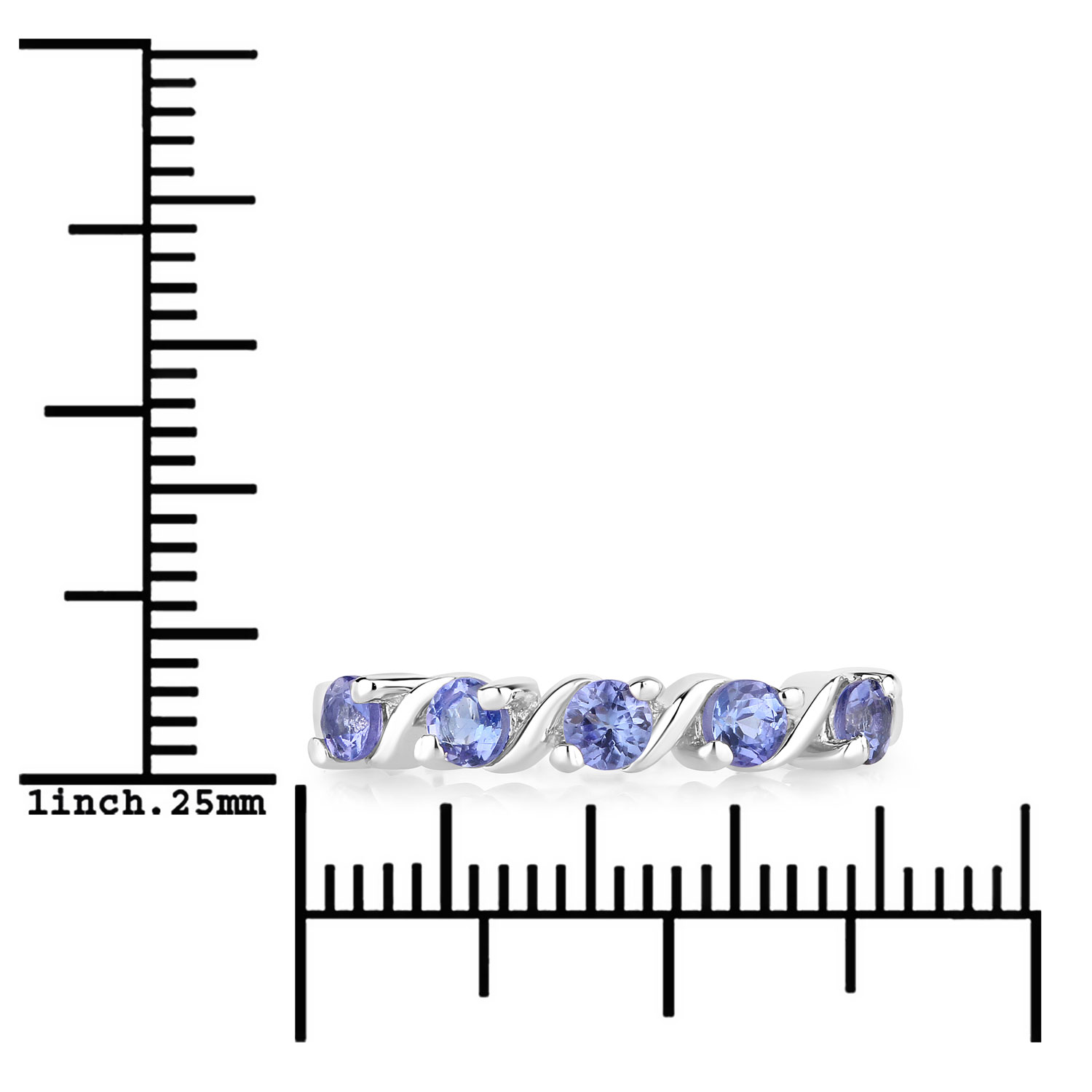 0.50 Carat Genuine Tanzanite .925 Sterling Silver Ring