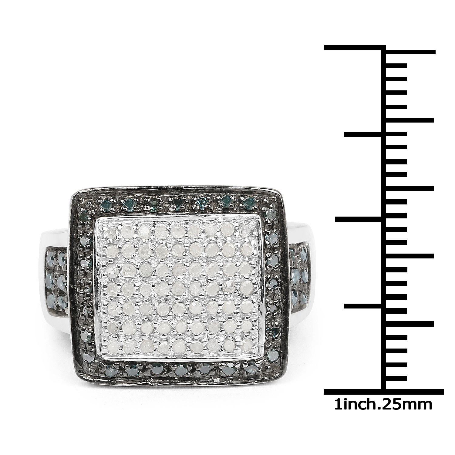 0.61 Carat Genuine Blue Diamond and White Diamond .925 Sterling Silver Ring