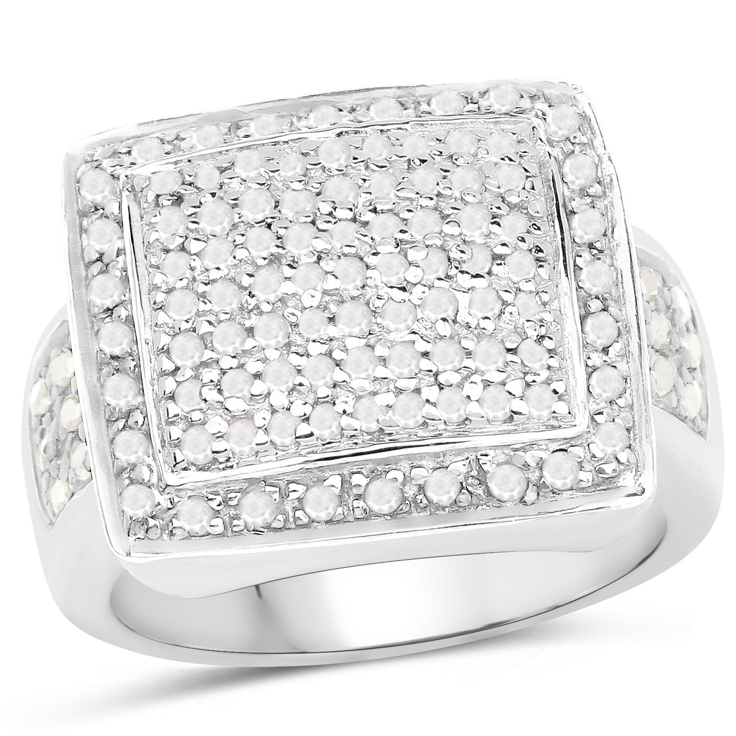 0.61 Carat Genuine White Diamond .925 Sterling Silver Ring