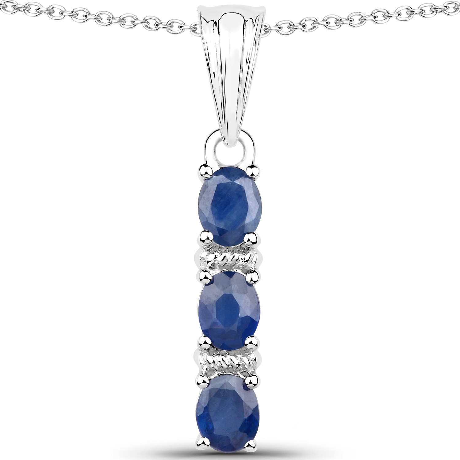 4.08 Carat Genuine Blue Sapphire .925 Sterling Silver 3 Piece Jewelry Set (Ring, Earrings, and Pendant w/ Chain)