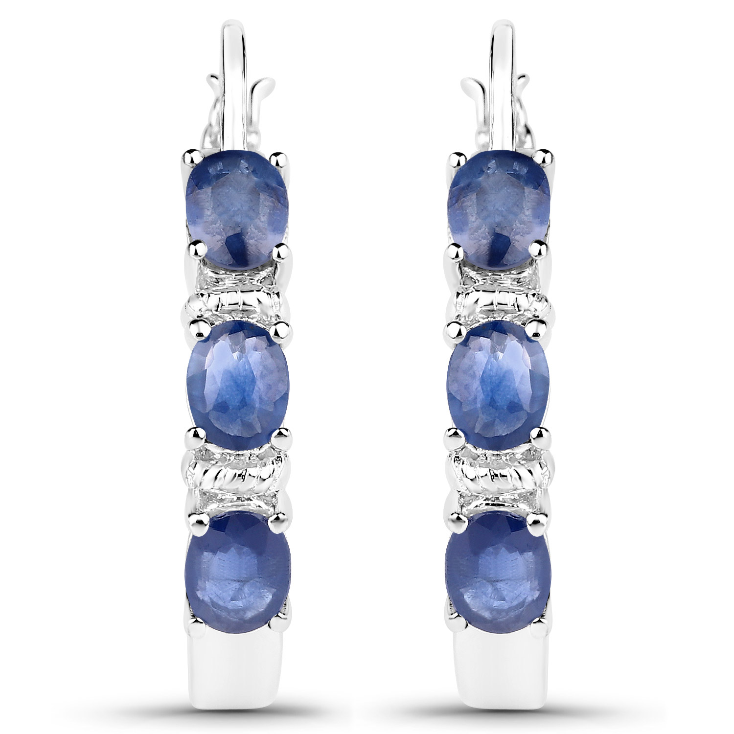 4.08 Carat Genuine Blue Sapphire .925 Sterling Silver 3 Piece Jewelry Set (Ring, Earrings, and Pendant w/ Chain)