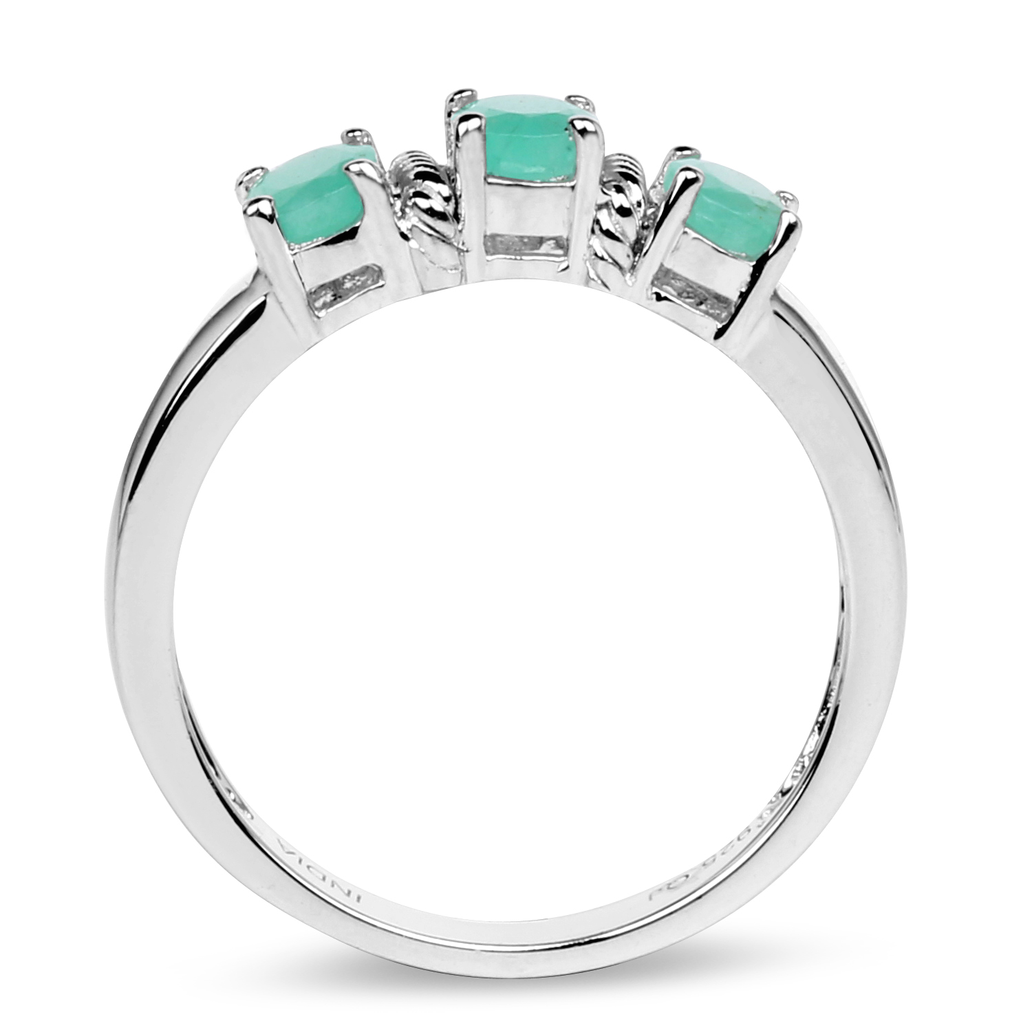 0.78 Carat Genuine Emerald .925 Sterling Silver Ring