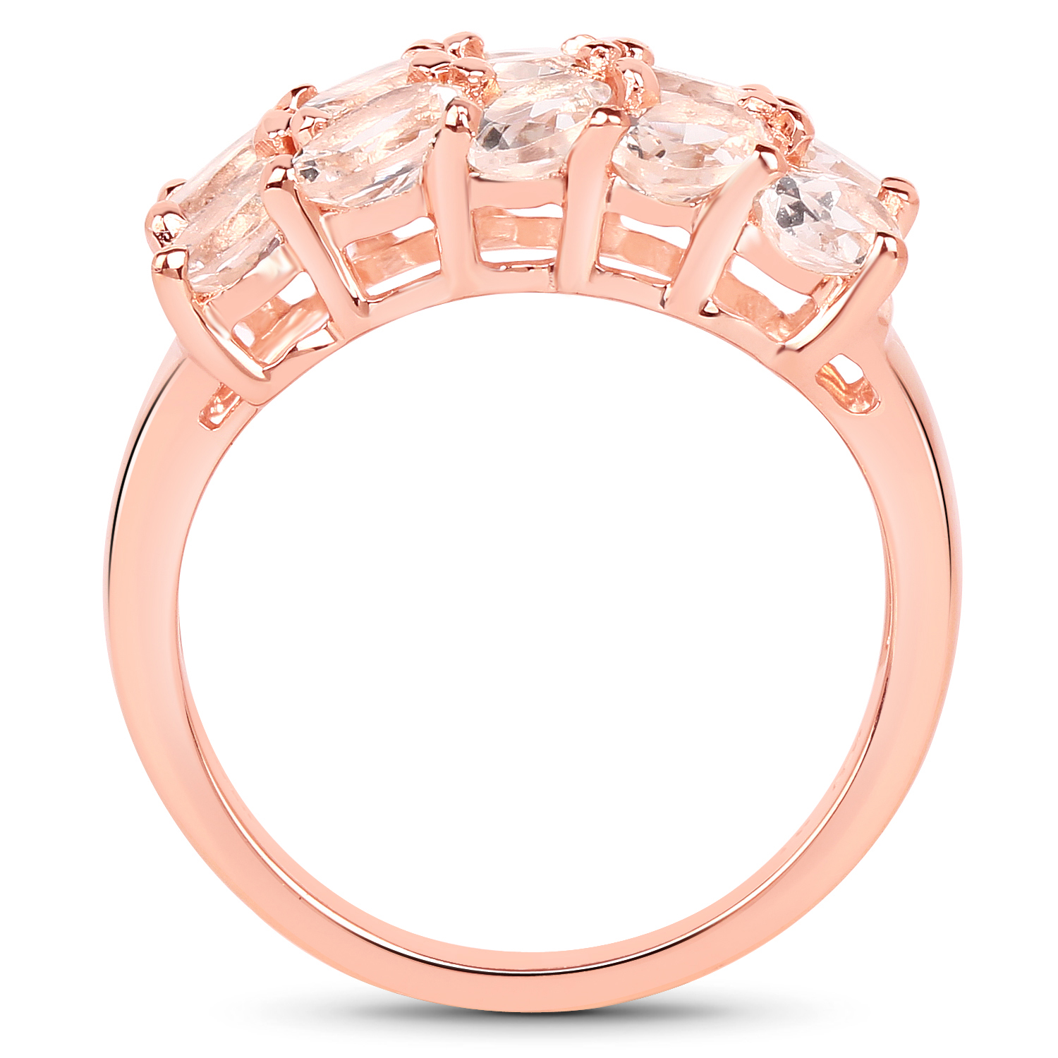 18K Rose Gold Plated 3.30 Carat Genuine Morganite .925 Sterling Silver Ring