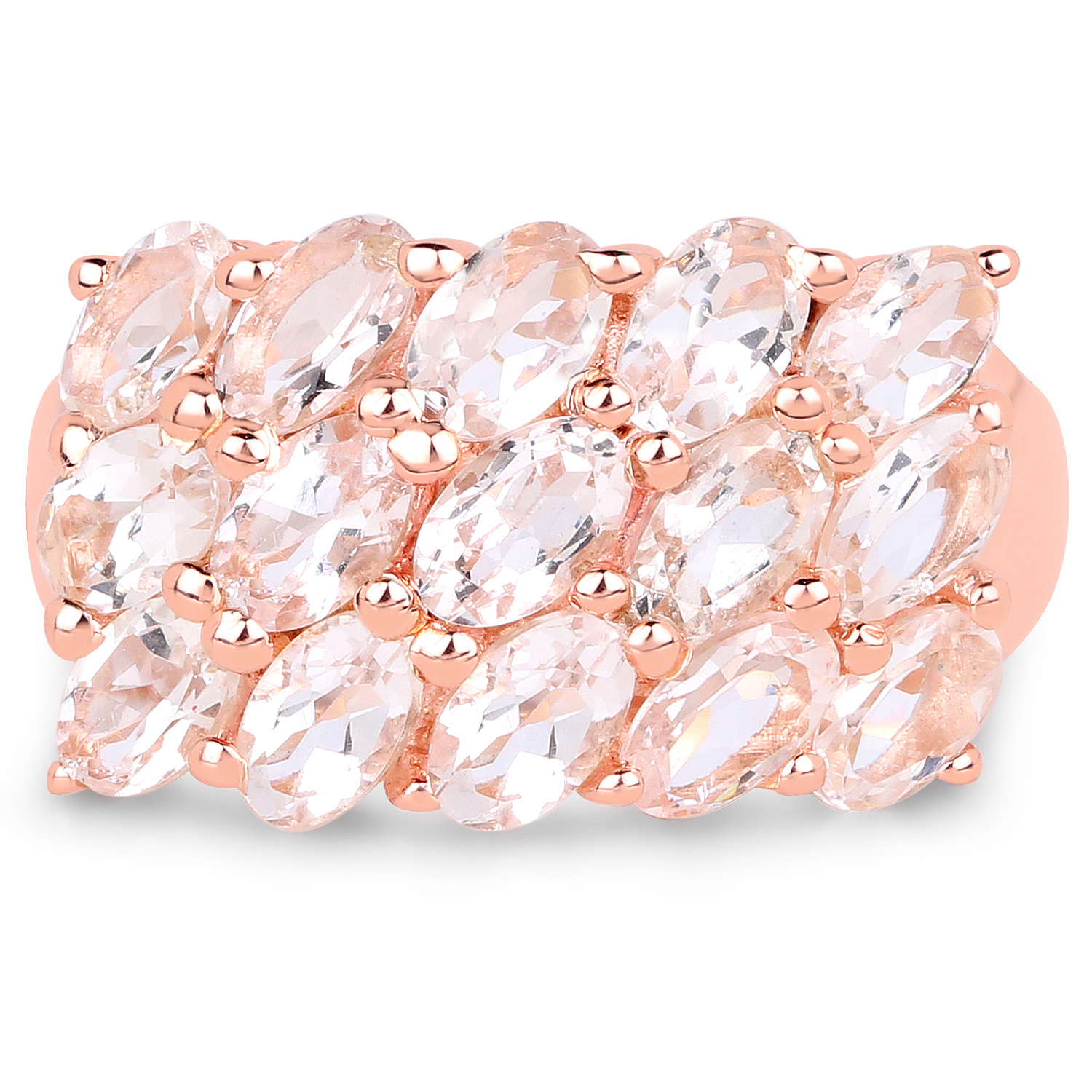 18K Rose Gold Plated 3.30 Carat Genuine Morganite .925 Sterling Silver Ring