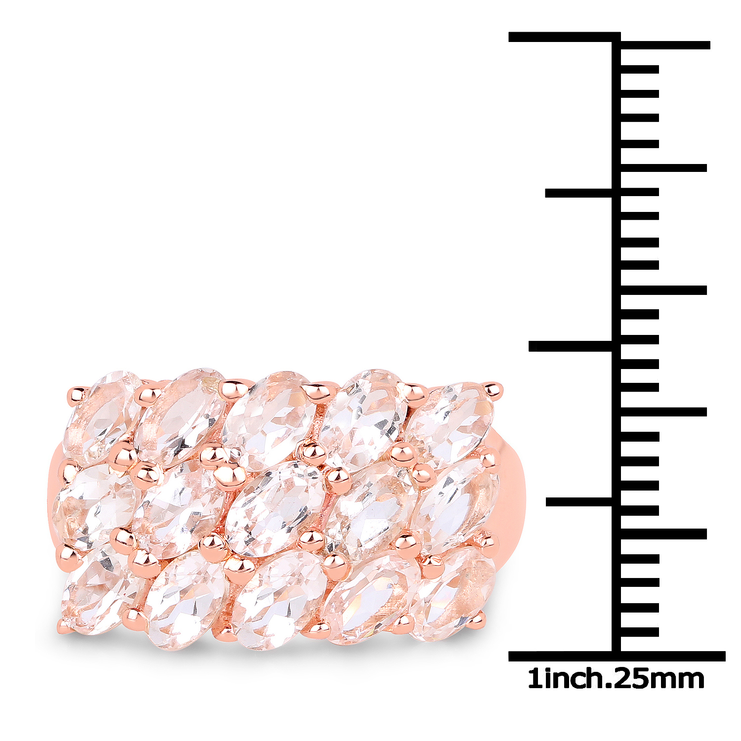 18K Rose Gold Plated 3.30 Carat Genuine Morganite .925 Sterling Silver Ring