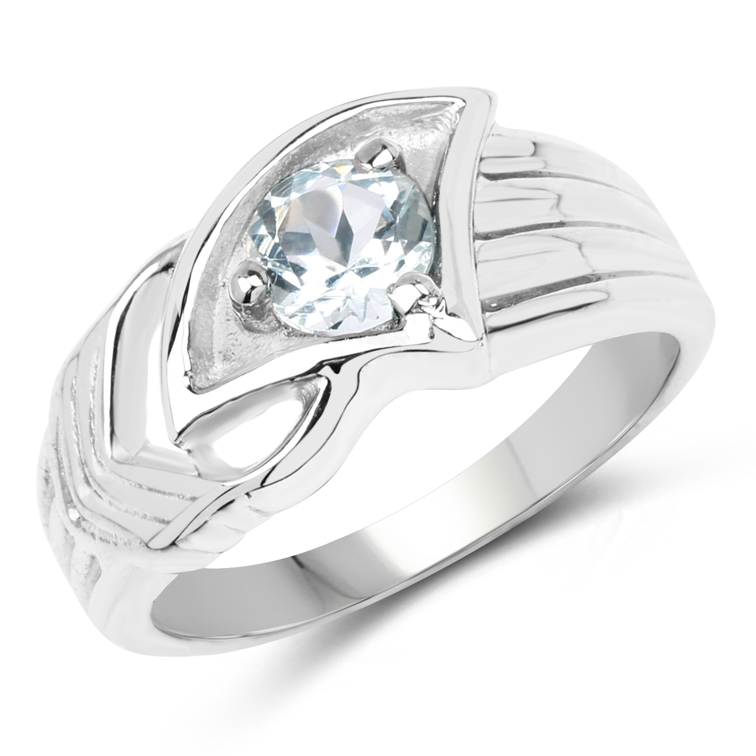 0.56 Carat Genuine Aquamarine .925 Sterling Silver Ring