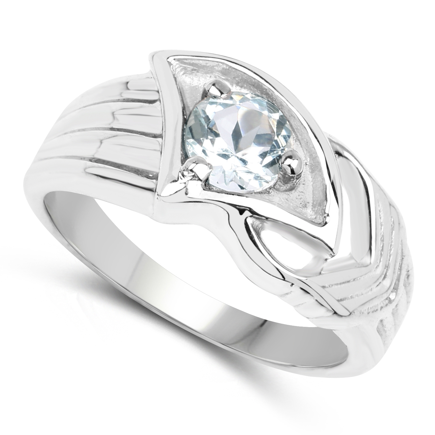 0.56 Carat Genuine Aquamarine .925 Sterling Silver Ring
