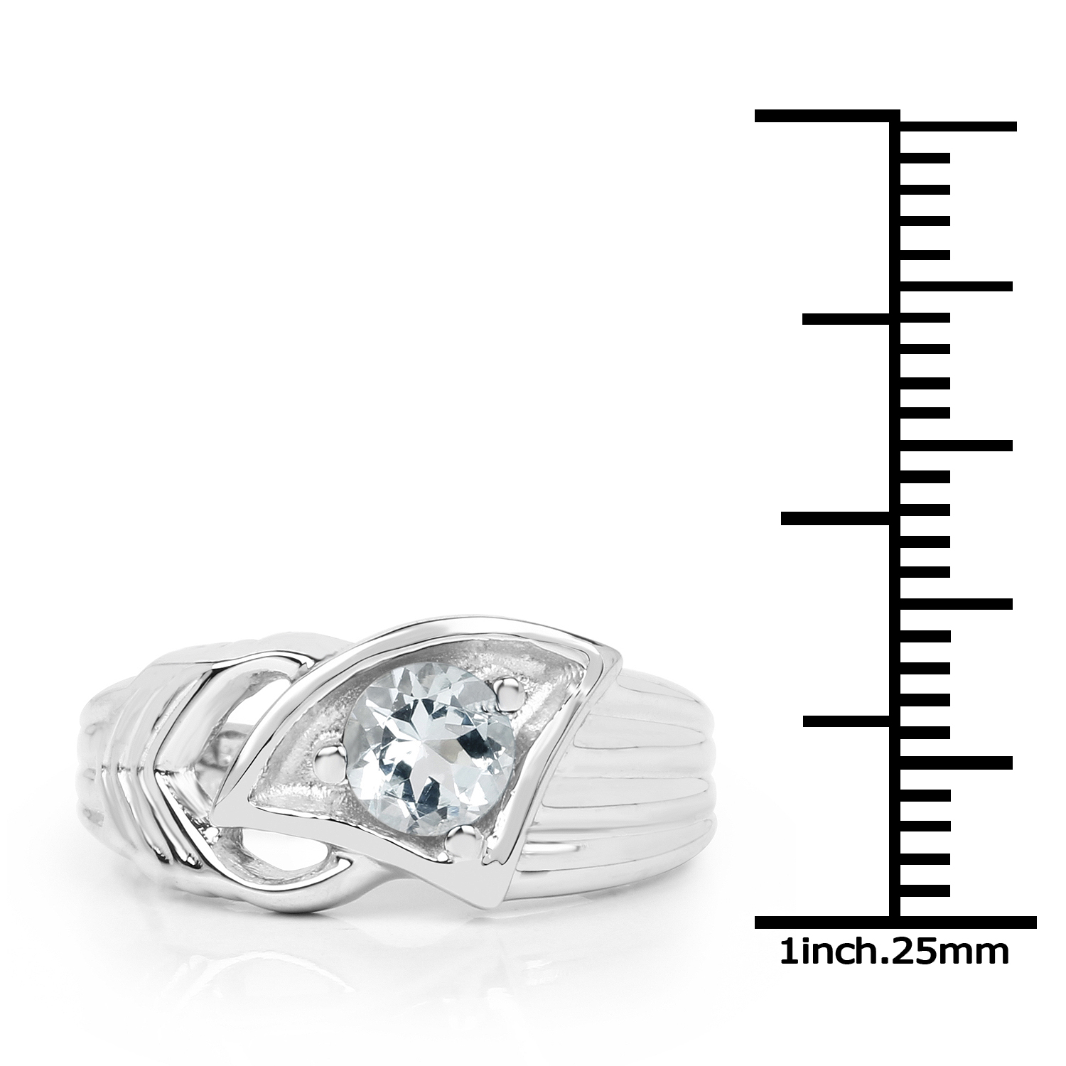 0.56 Carat Genuine Aquamarine .925 Sterling Silver Ring
