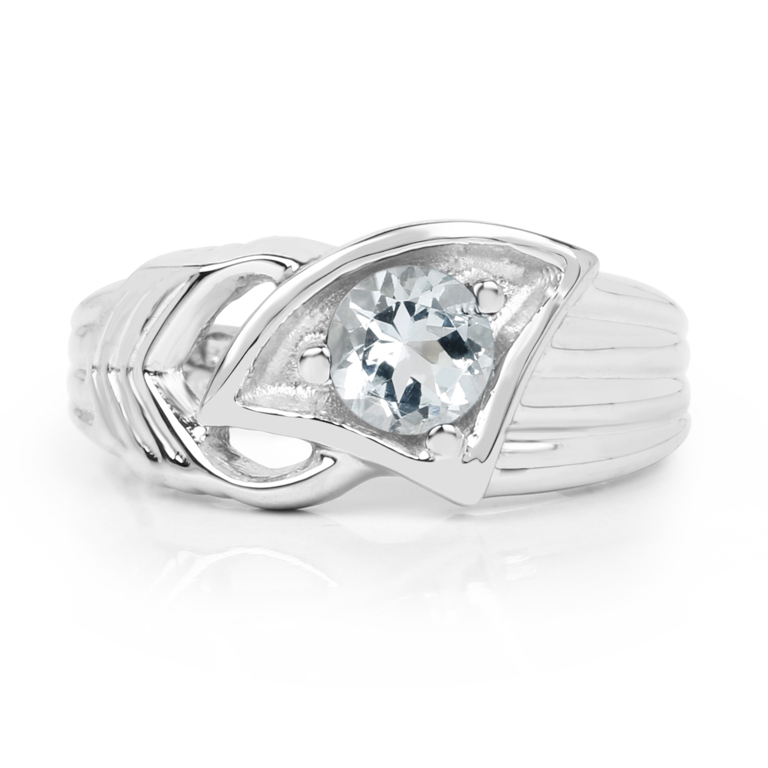 0.56 Carat Genuine Aquamarine .925 Sterling Silver Ring
