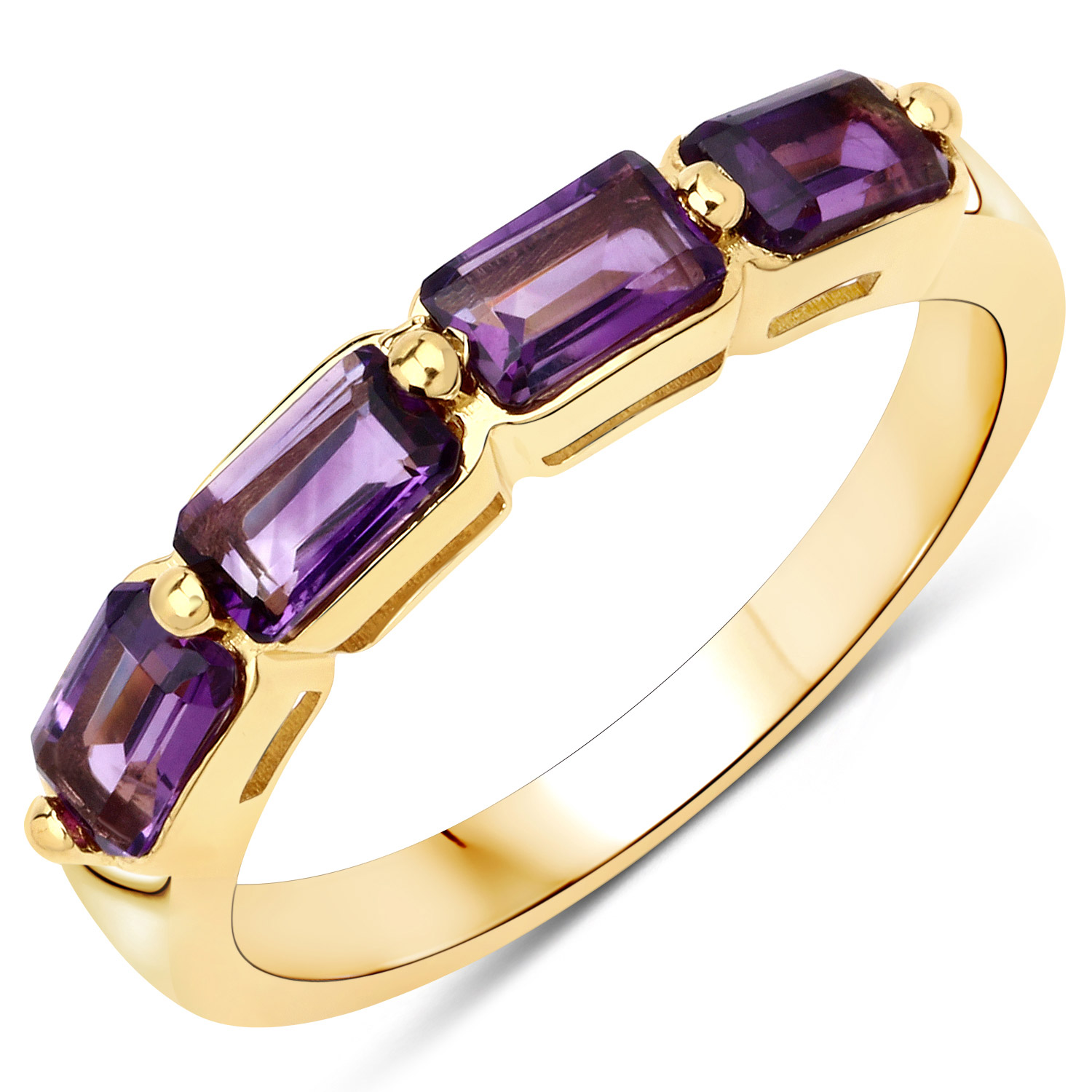 1.00 Carat Genuine Amethyst .925 Sterling Silver Ring