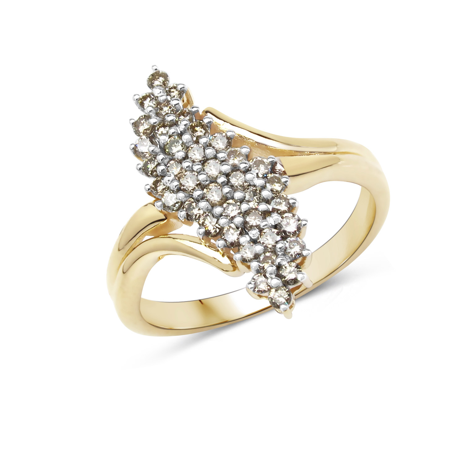 0.51 Carat Genuine TTLB Diamond 14K Yellow Gold Ring